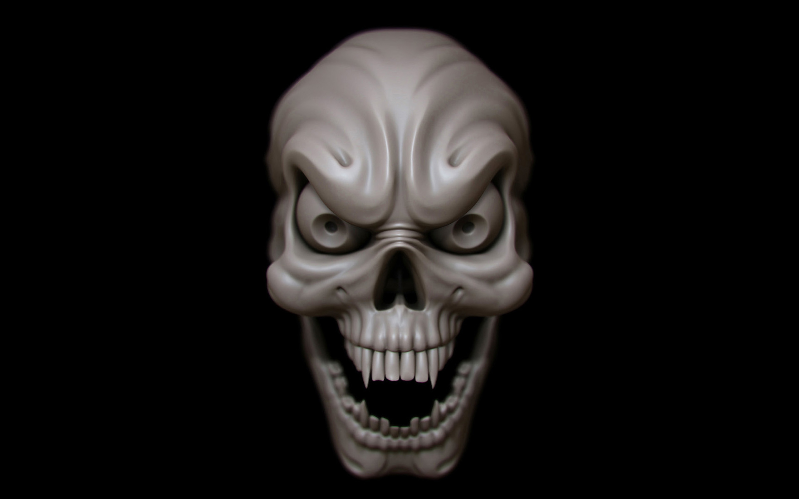 Teschio, Ghigno, Sfondo nero, 2K, wallpaper per PC