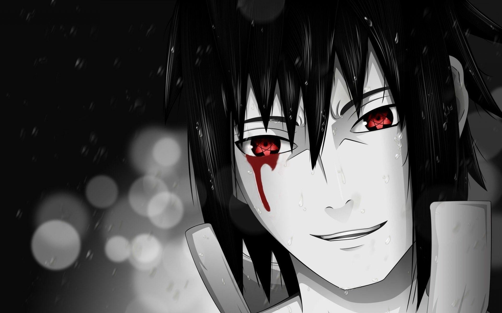 Sasuke Uchiha, Mangekyō Sharingan, Naruto, Bianco e nero, 1920x1200, immagine di sfondo