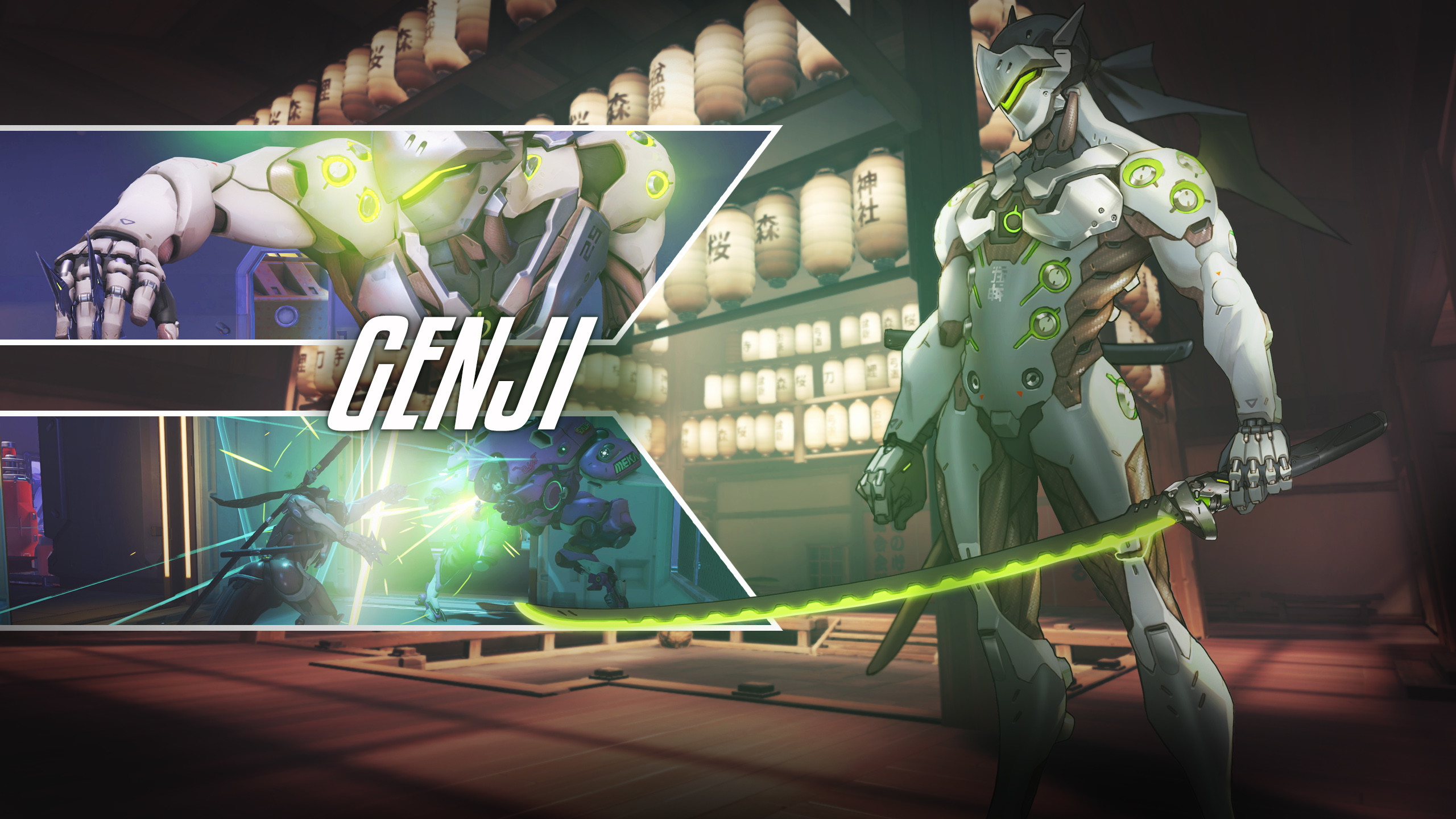Genji, Overwatch, Katana, Lanterne, 2560x1440, sfondo per PC