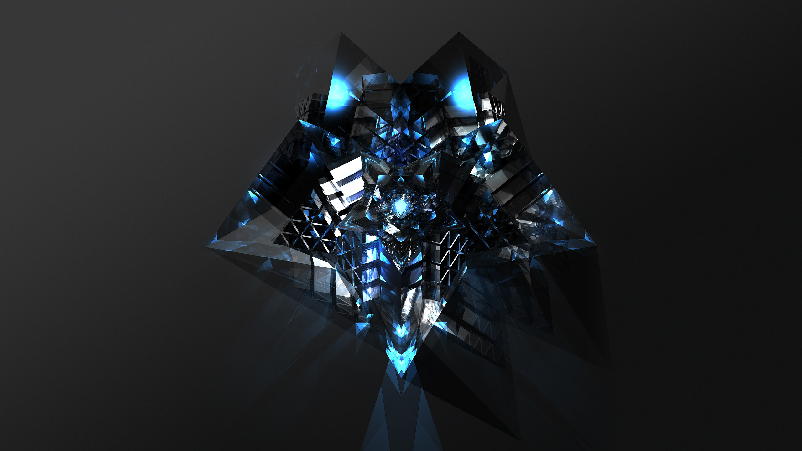 Astratto, Cristalli, Blu, Sfondo scuro, 2K, wallpaper per computer