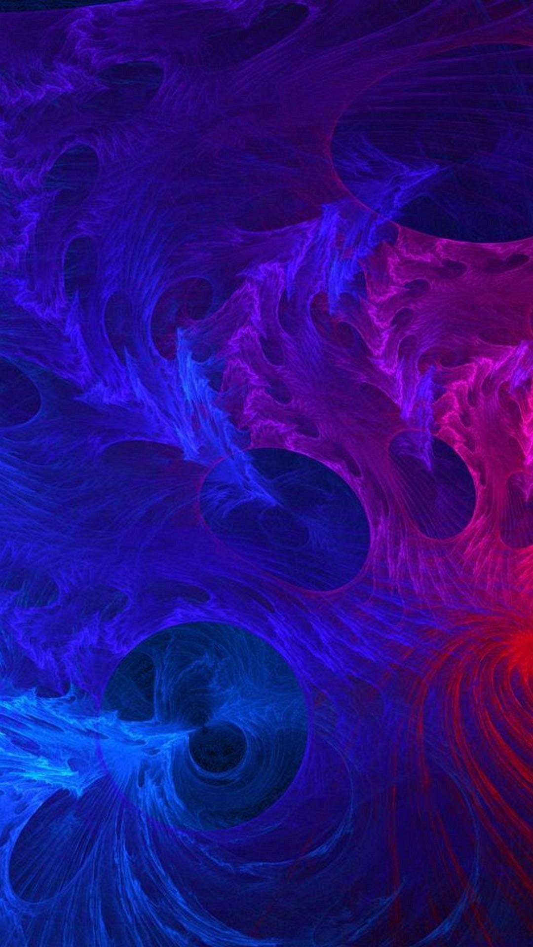 Frattale, Blu e viola, Astratto, Full HD, sfondo per smartphone