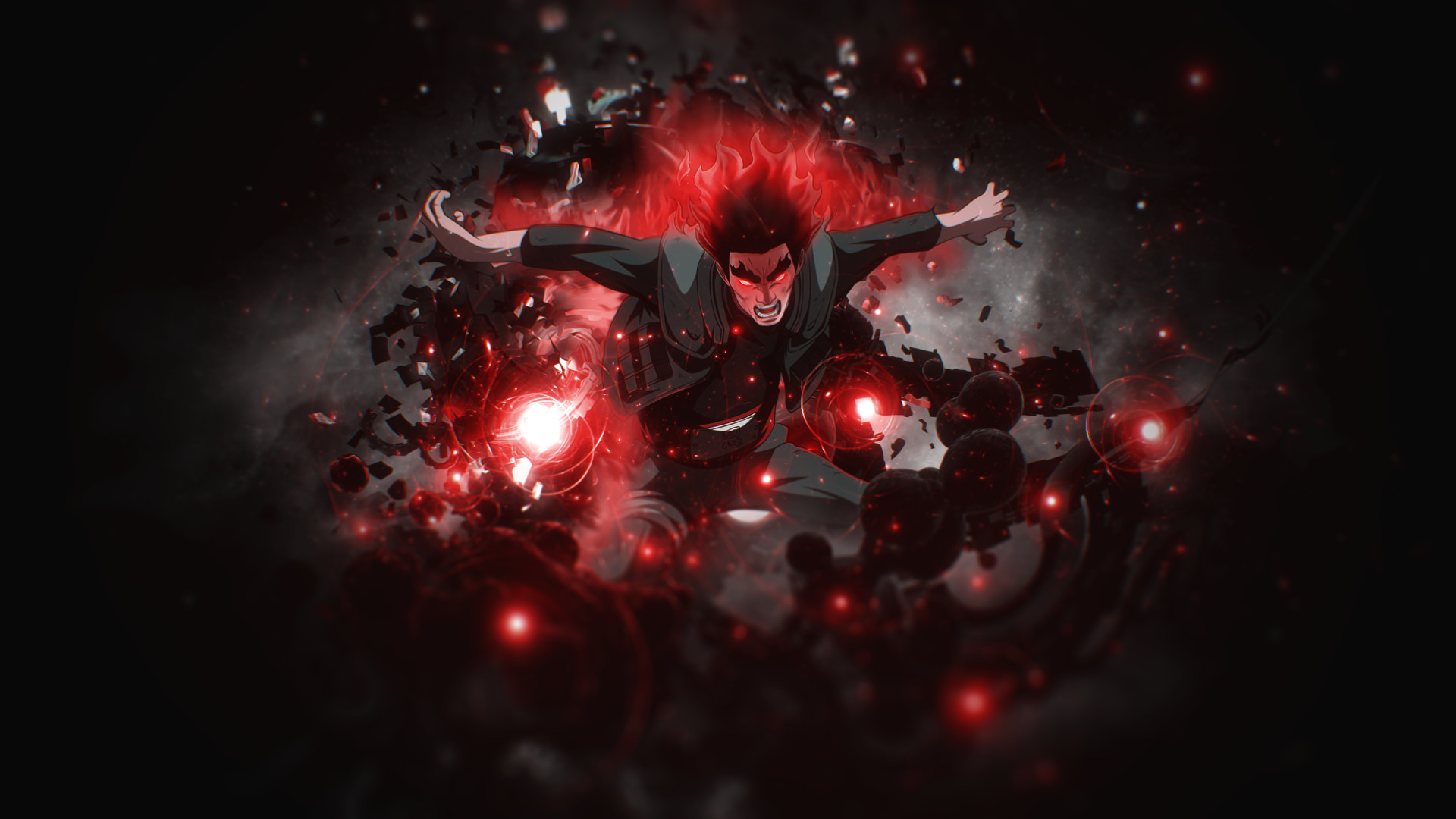 Akatsuki, Energia rossa, Sfondo nero, Full HD, wallpaper per PC