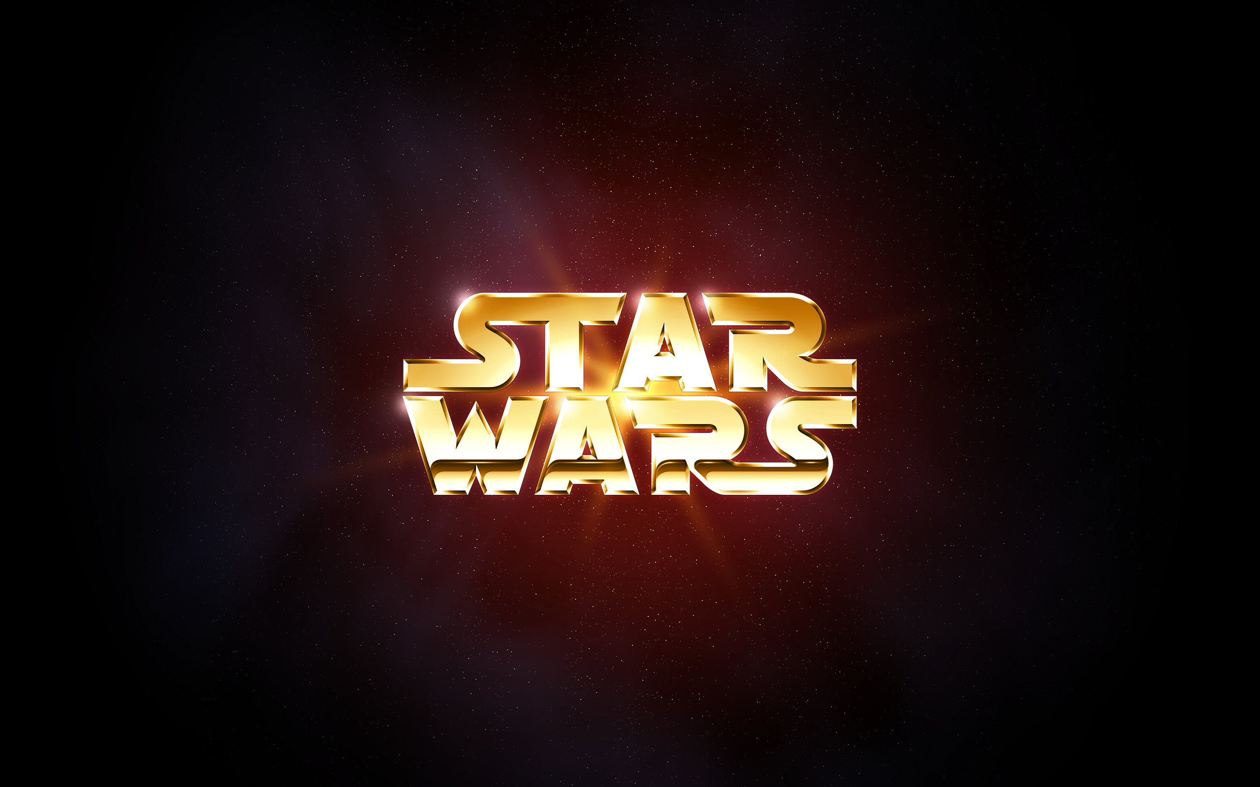 Logo Star Wars, Oro, Sfondo nero, 2K, wallpaper per PC