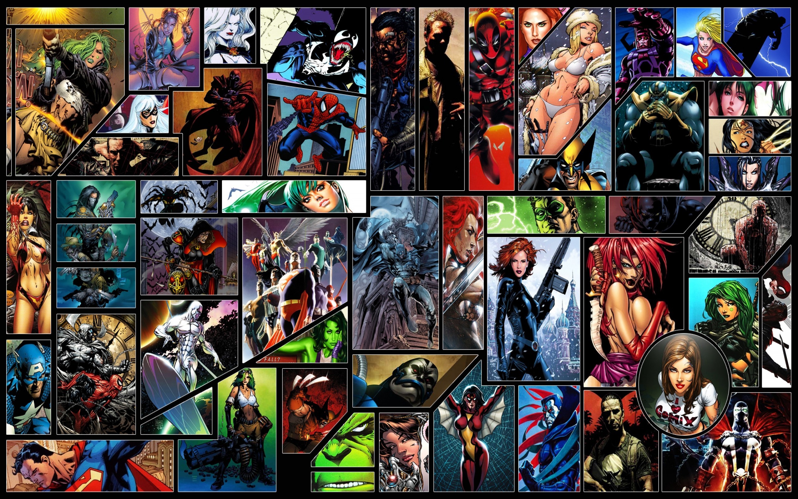 Marvel Comics, Collage, Vedova Nera, Fumetti, 2560x1600, immagine di sfondo