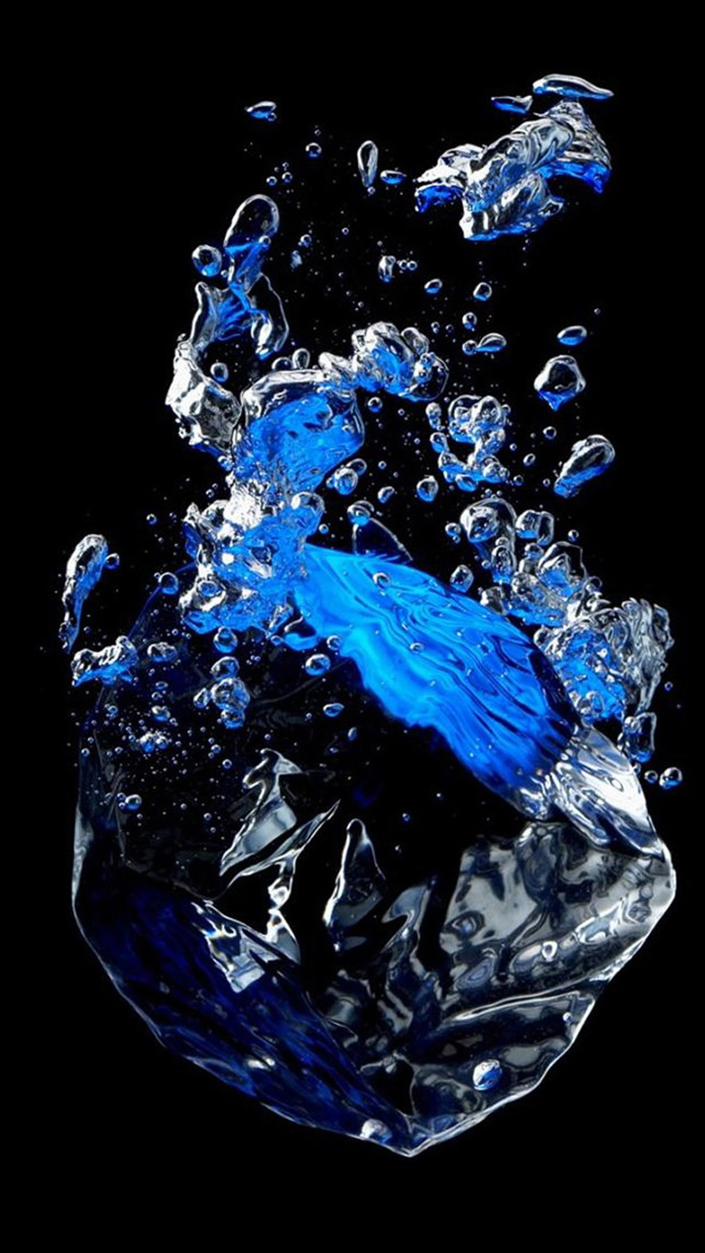 Acqua, Spruzzi blu, Sfondo nero, wallpaper Samsung S25
