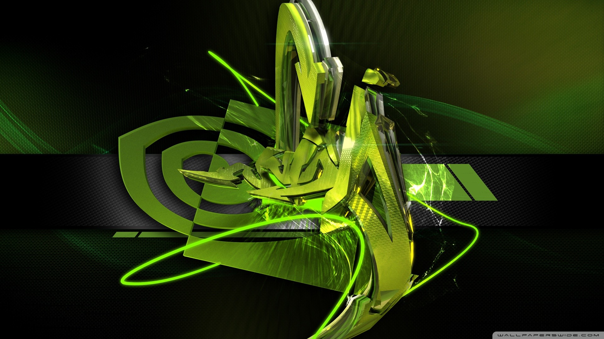 Nvidia, Logo Nvidia, Rendering 3D, Verde lime, Astratto, 1920x1080, immagine di sfondo