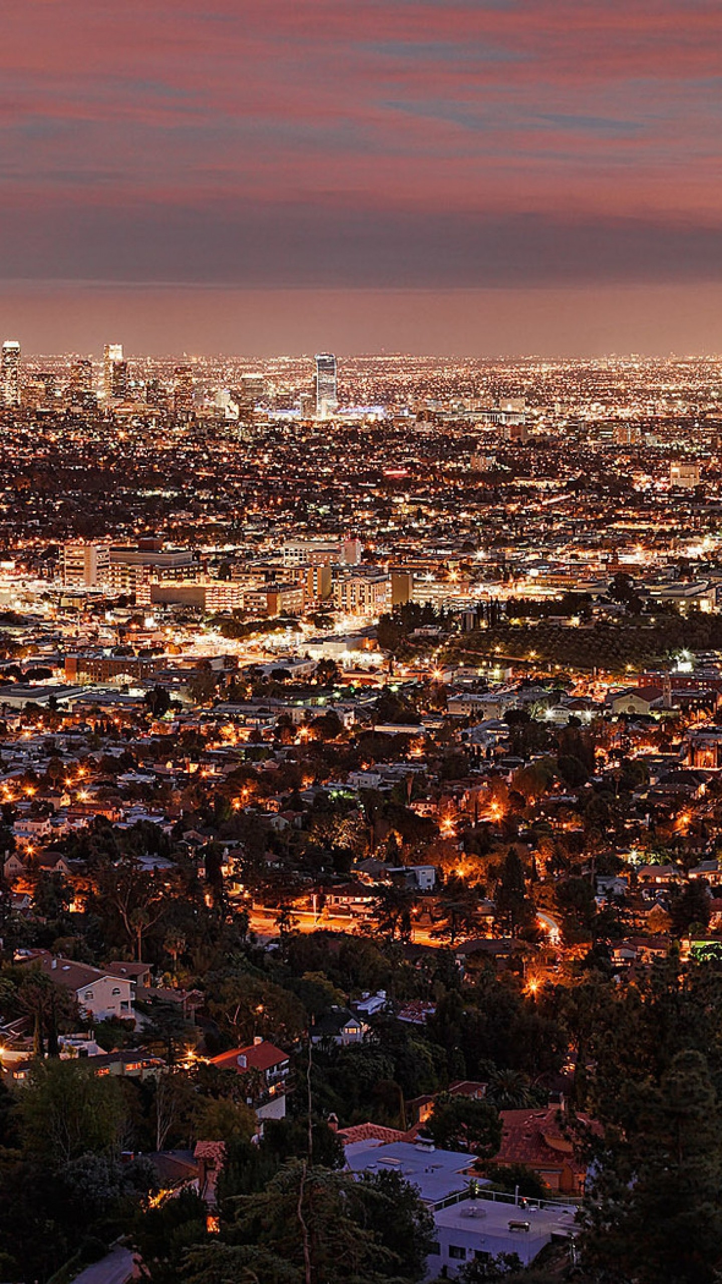 Los Angeles, Crepuscolo, Luci della città, wallpaper per iPhone e Android
