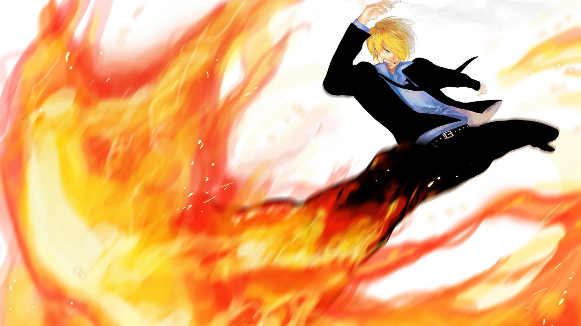 Sanji, One Piece, Diable Jambe, Fuoco, Full HD, sfondo desktop