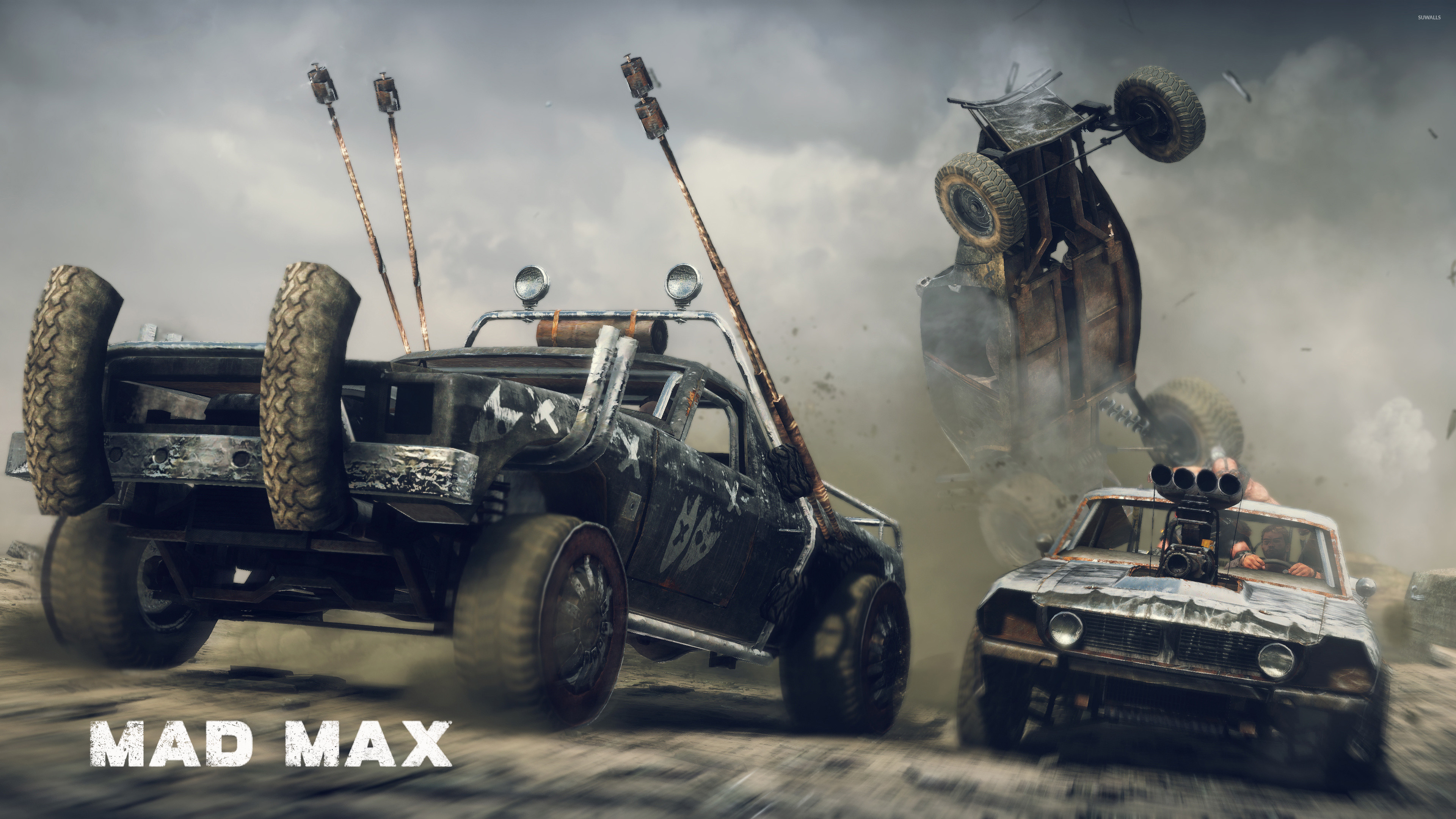 Mad Max, Videogioco, Auto da guerra, Logo, Polvere, 4K, sfondo desktop