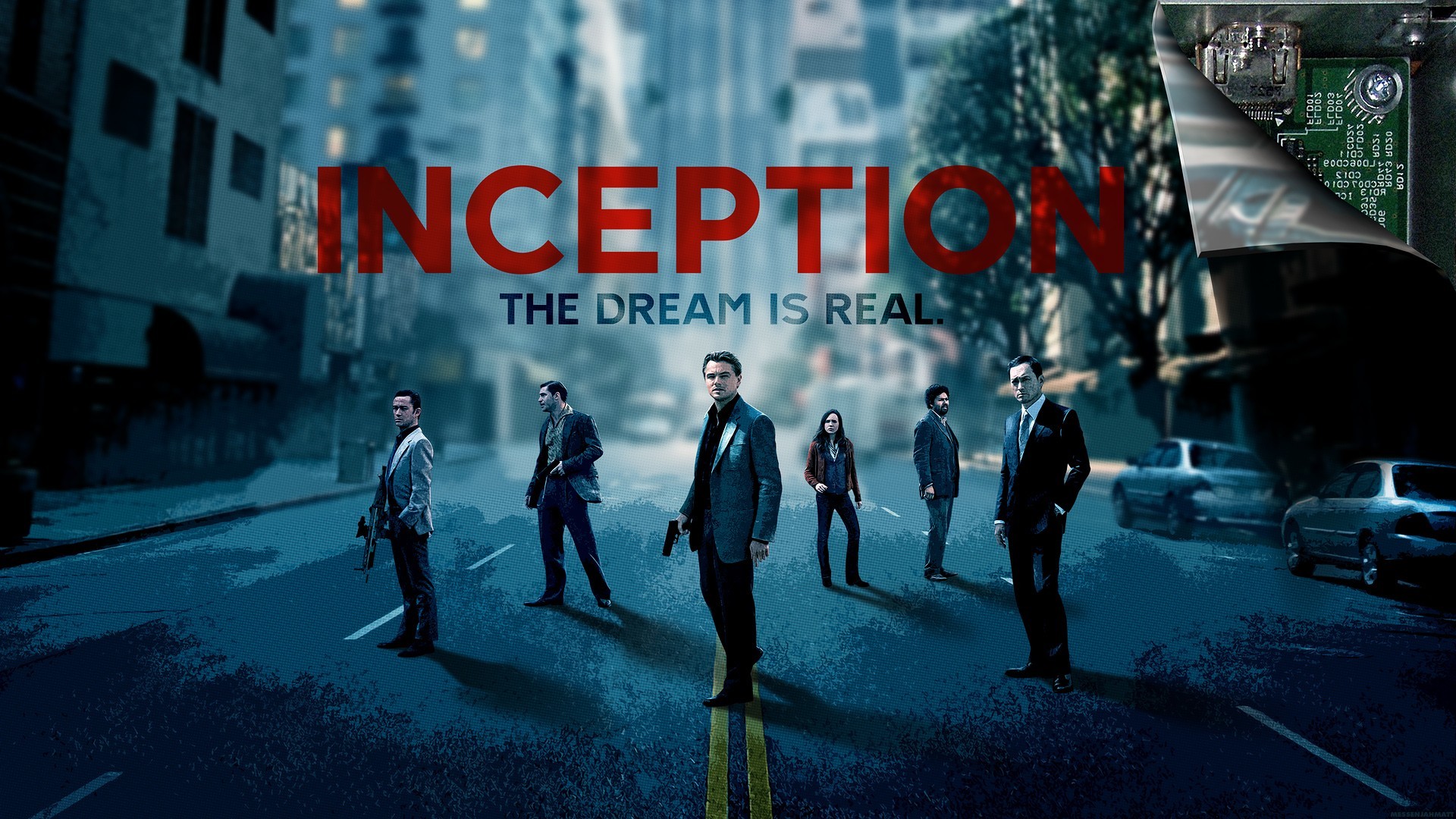 Inception, The Dream Is Real, Leonardo DiCaprio, Strada, Locandina, sfondo Full HD per PC