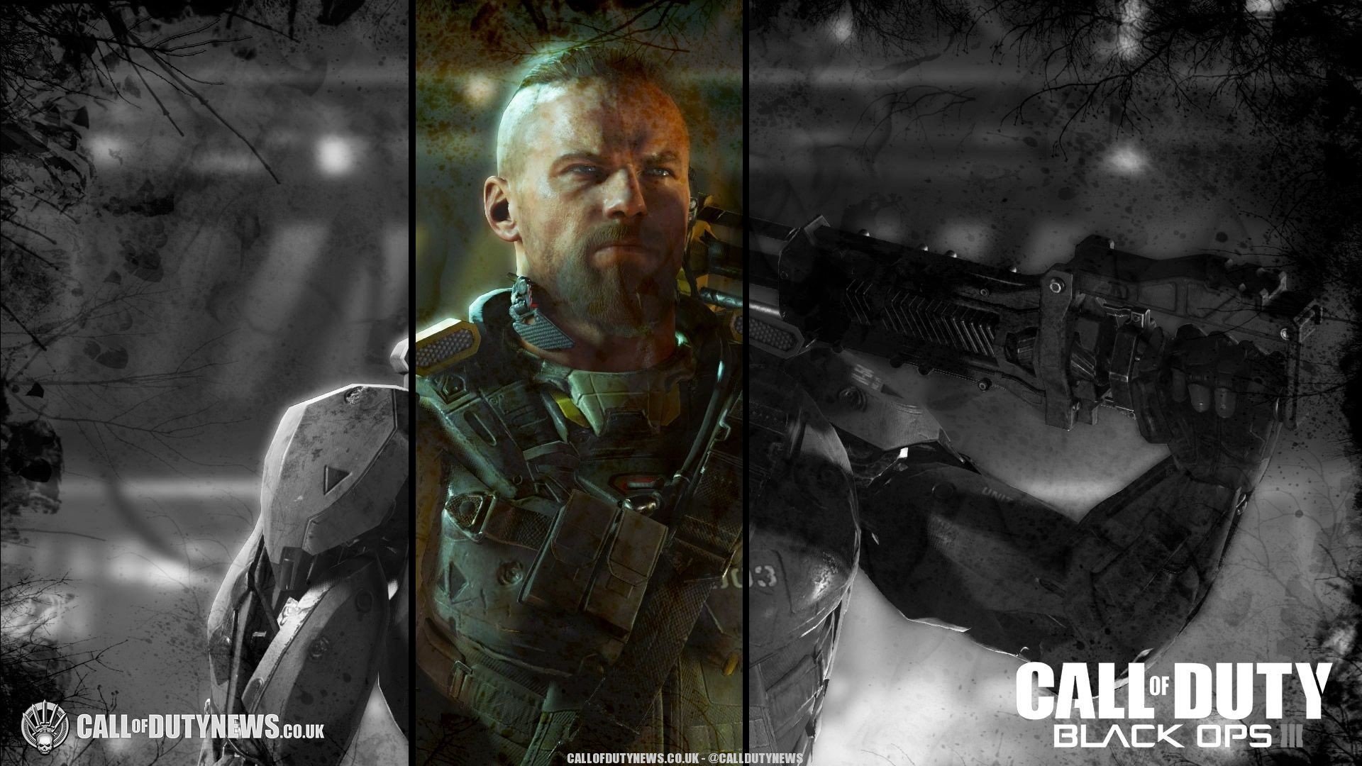 Call of Duty: Black Ops III, Soldato, Bianco e nero, Full HD 1080p, sfondo desktop