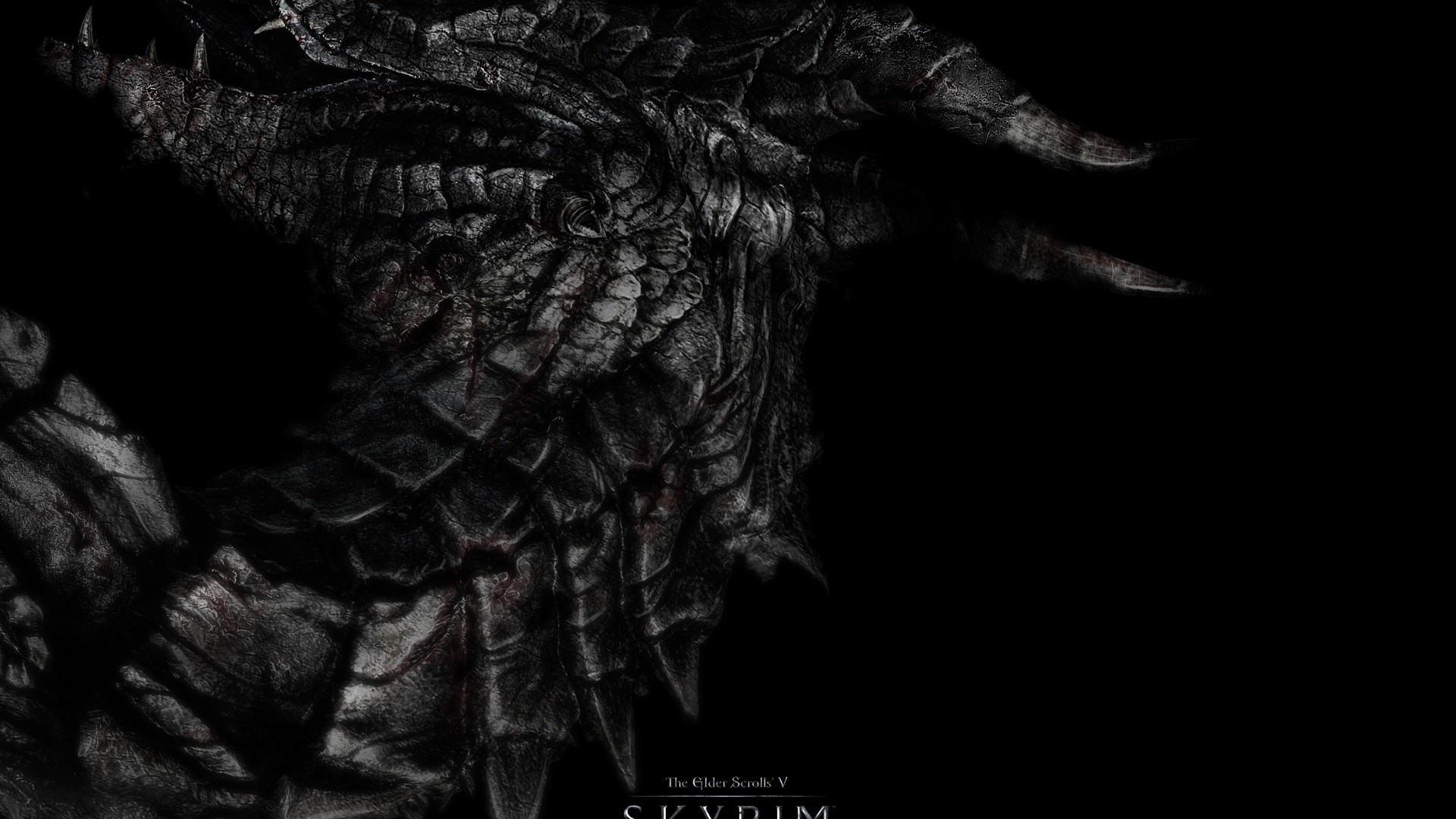 Alduin, The Elder Scrolls V: Skyrim, Drago, Sfondo nero, 1920x1080, wallpaper desktop