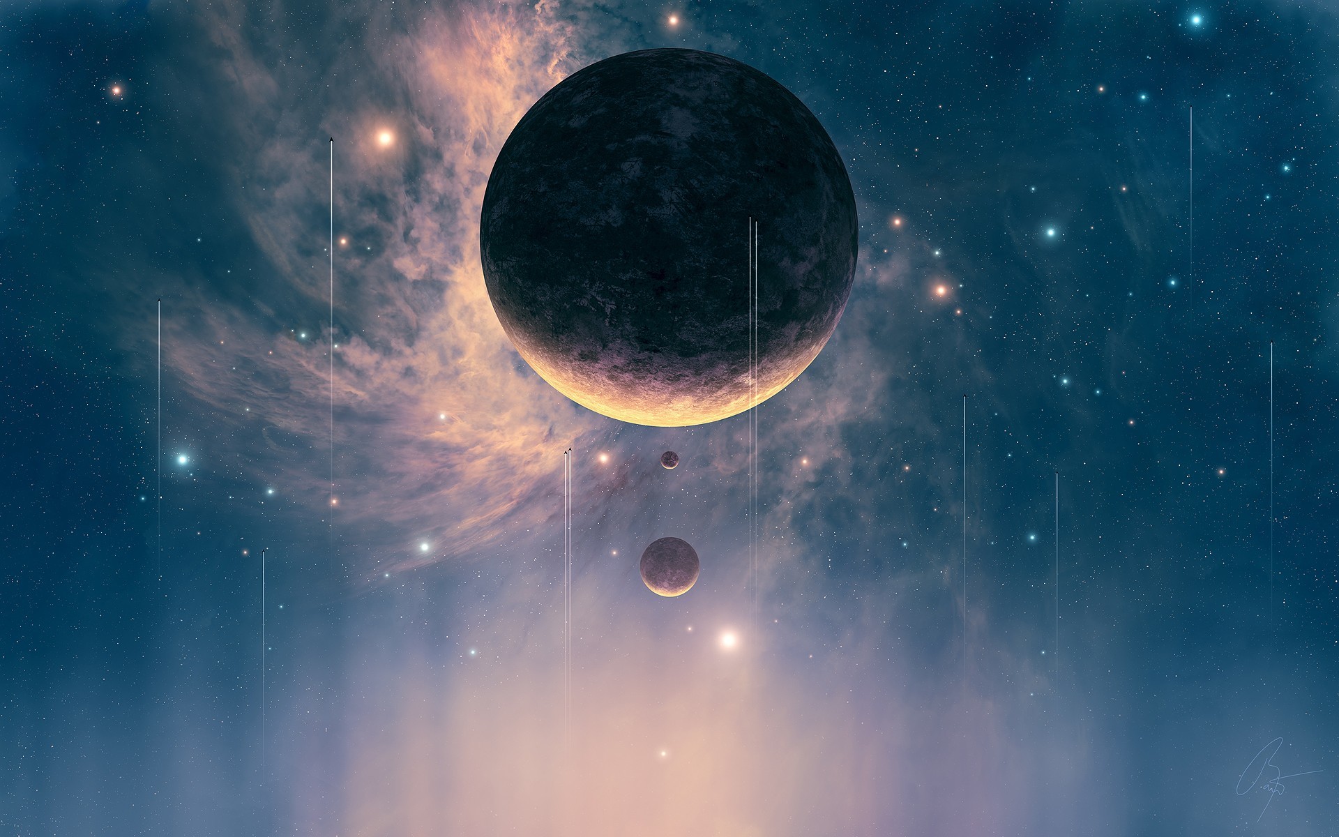 Pianeta, Nebulosa, Surreale, Arte digitale, 1920x1200, sfondo MacBook Pro