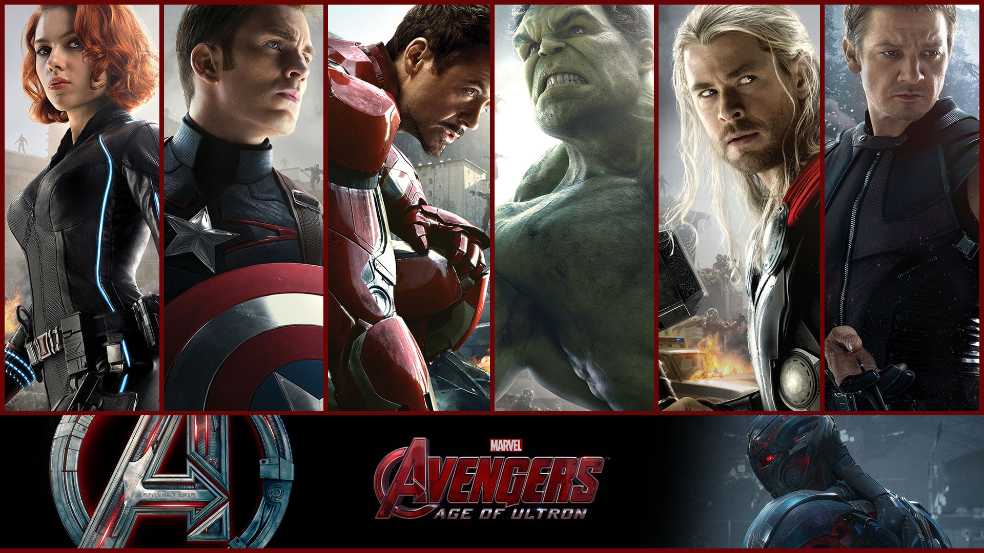 Avengers: Age of Ultron, Vedova Nera, Capitan America, Iron Man, Hulk, Thor, Occhio di Falco, wallpaper desktop