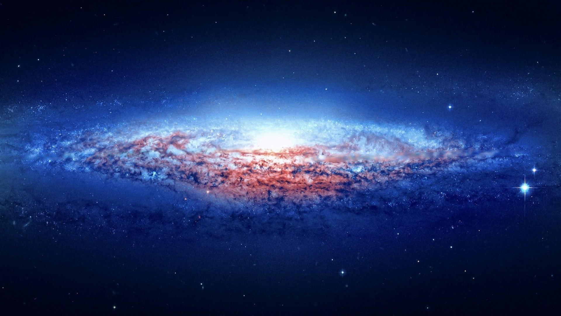 Galassia a spirale, OS X Lion, Blu, Stelle, 1920x1080, sfondo per PC