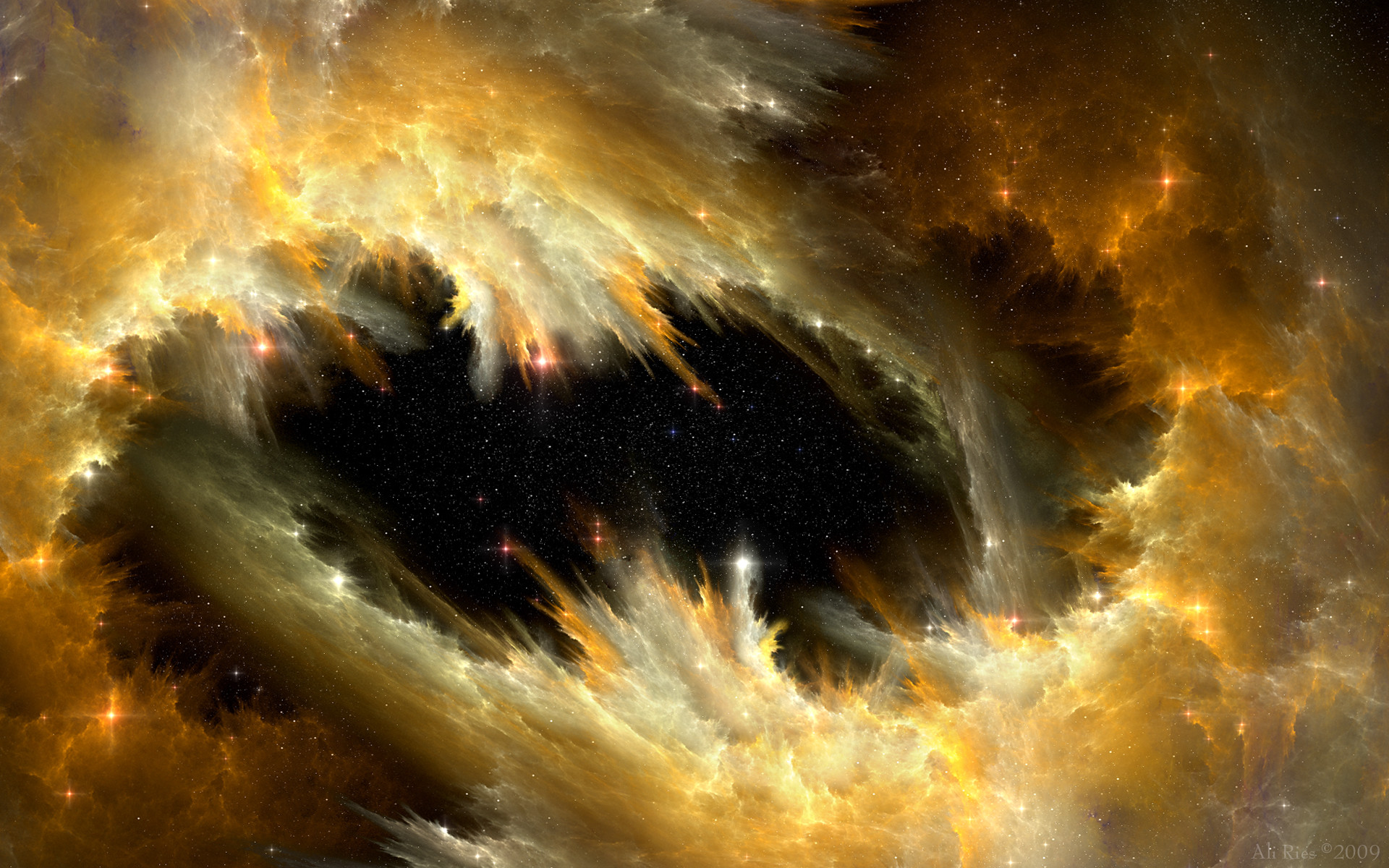 Nebulosa, Spazio, Dorato, Arte digitale, 1920x1200, sfondo MacBook Pro