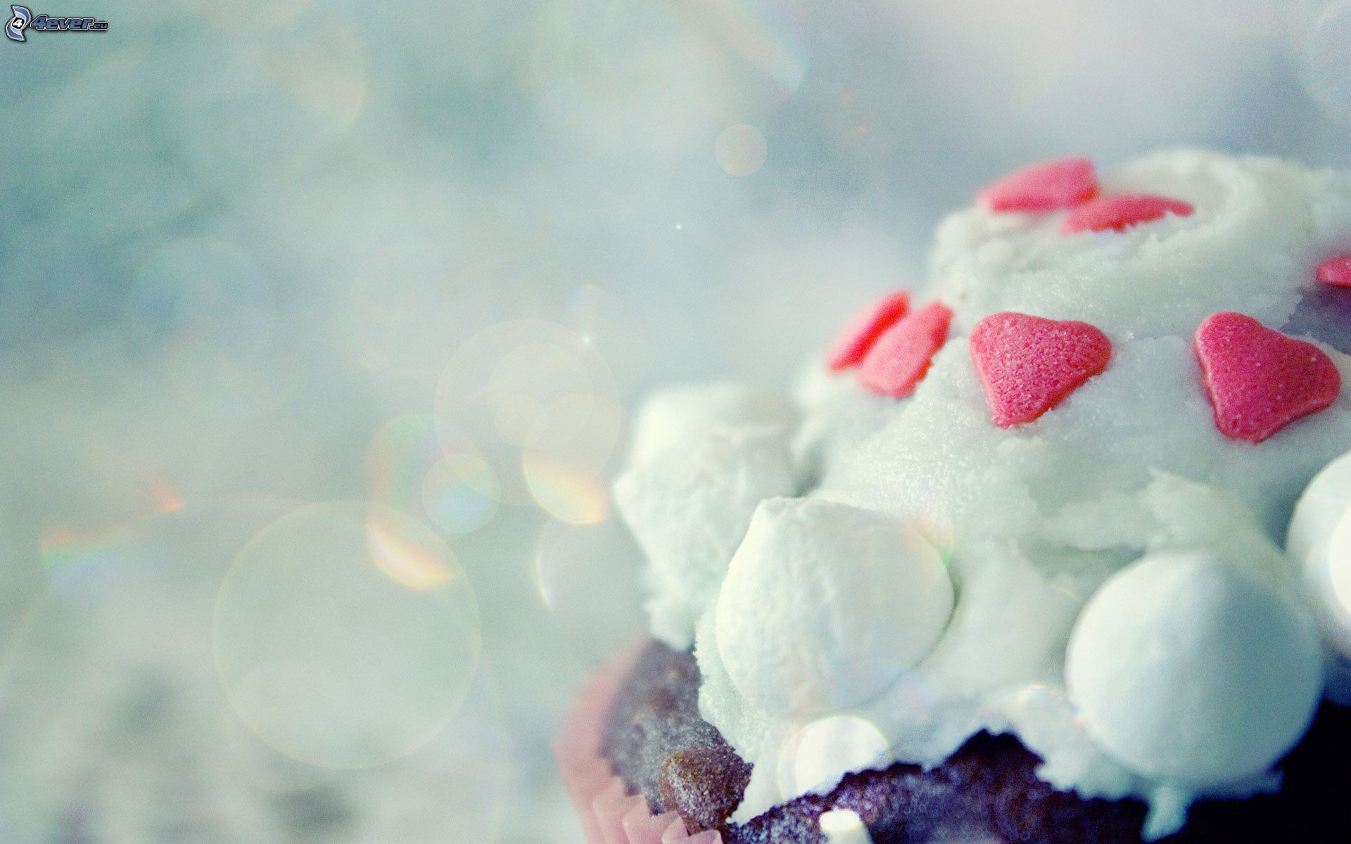 Cupcake, Marshmallow, Cuoricini, Bokeh, 1920x1200, sfondo MacBook Pro