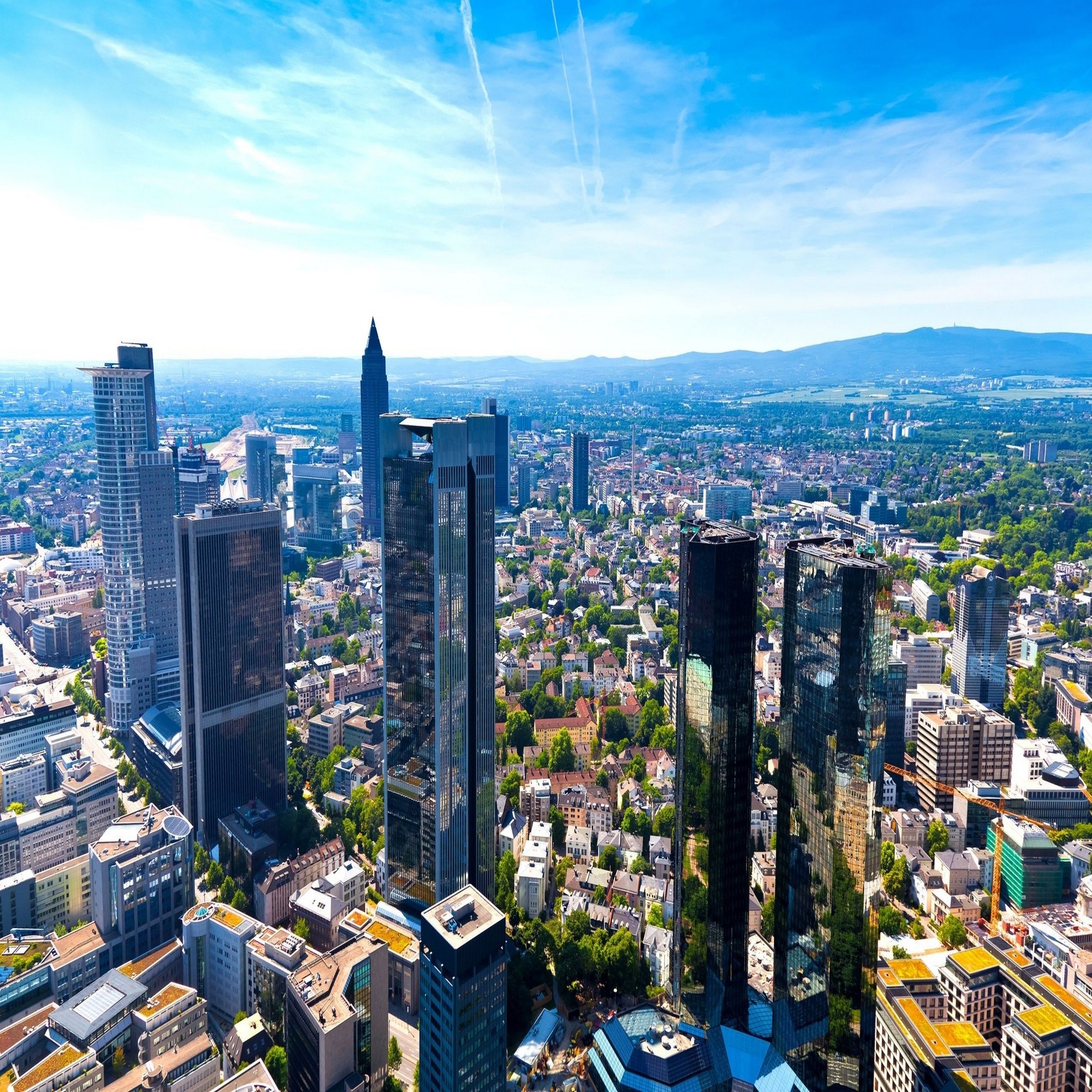 Francoforte, Skyline, Grattacieli, Vista aerea, Germania, Full HD, sfondo per iPad e tablet
