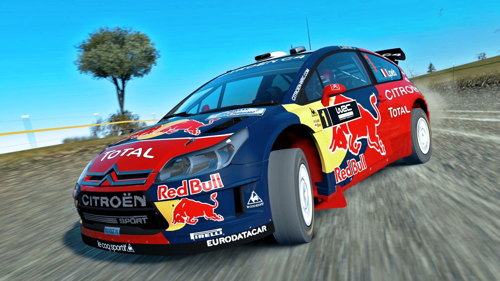 Citroën C4 WRC, Red Bull, Total, Sébastien Loeb, Rally, 1920x1080, wallpaper desktop