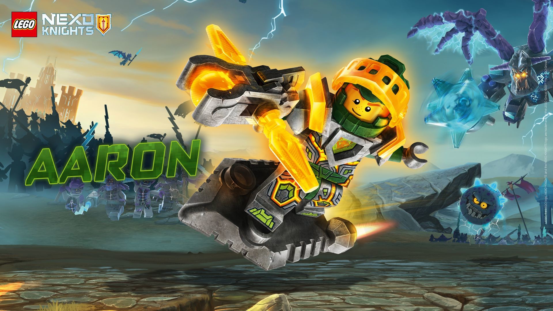 Aaron Fox, LEGO Nexo Knights, LEGO, Cartoni animati, Full HD, sfondo per PC e portatile