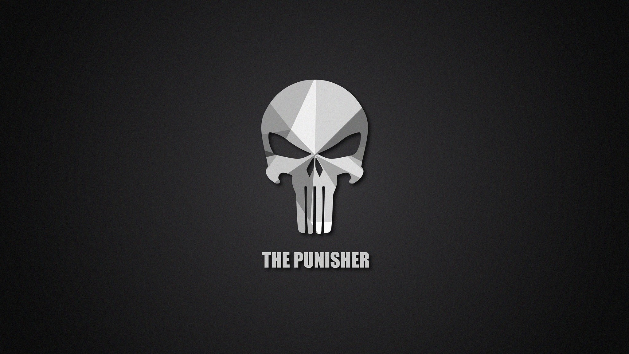 Teschio del Punitore, The Punisher, Logo, Sfondo grigio, Full HD, wallpaper desktop
