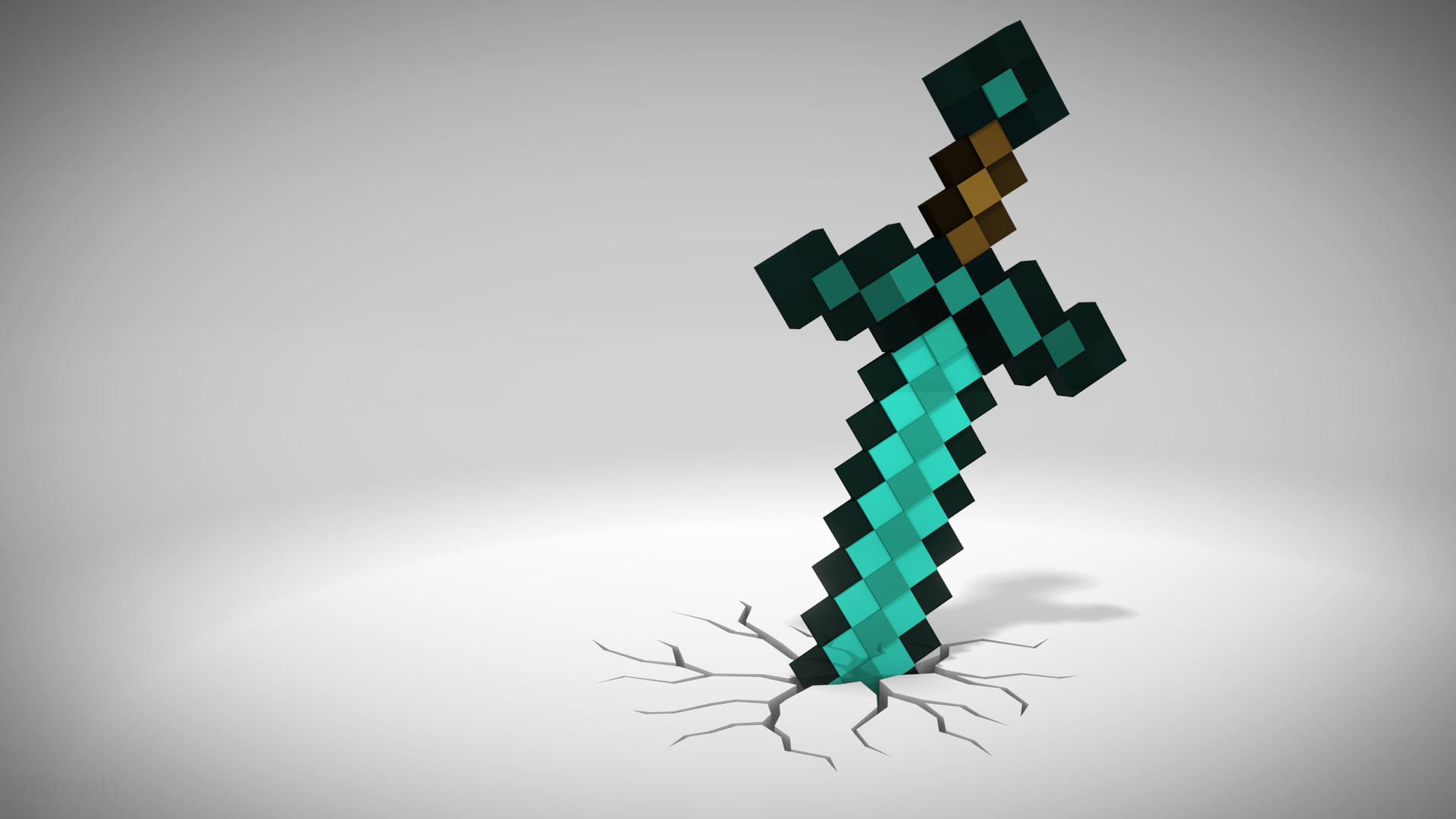 Minecraft, Spada di diamante, Sfondo bianco, Full HD, wallpaper desktop