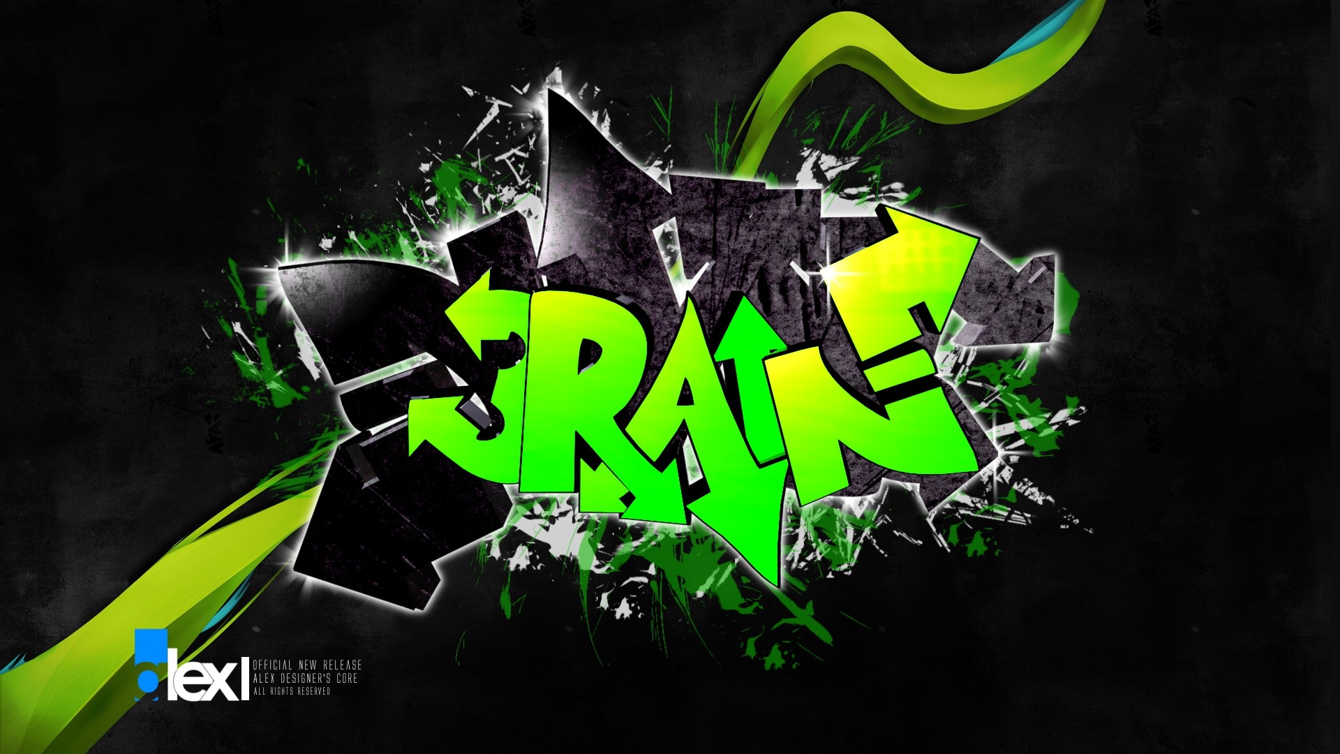 Graffiti, Lettering, Verde neon, Arte digitale, Full HD, sfondo desktop