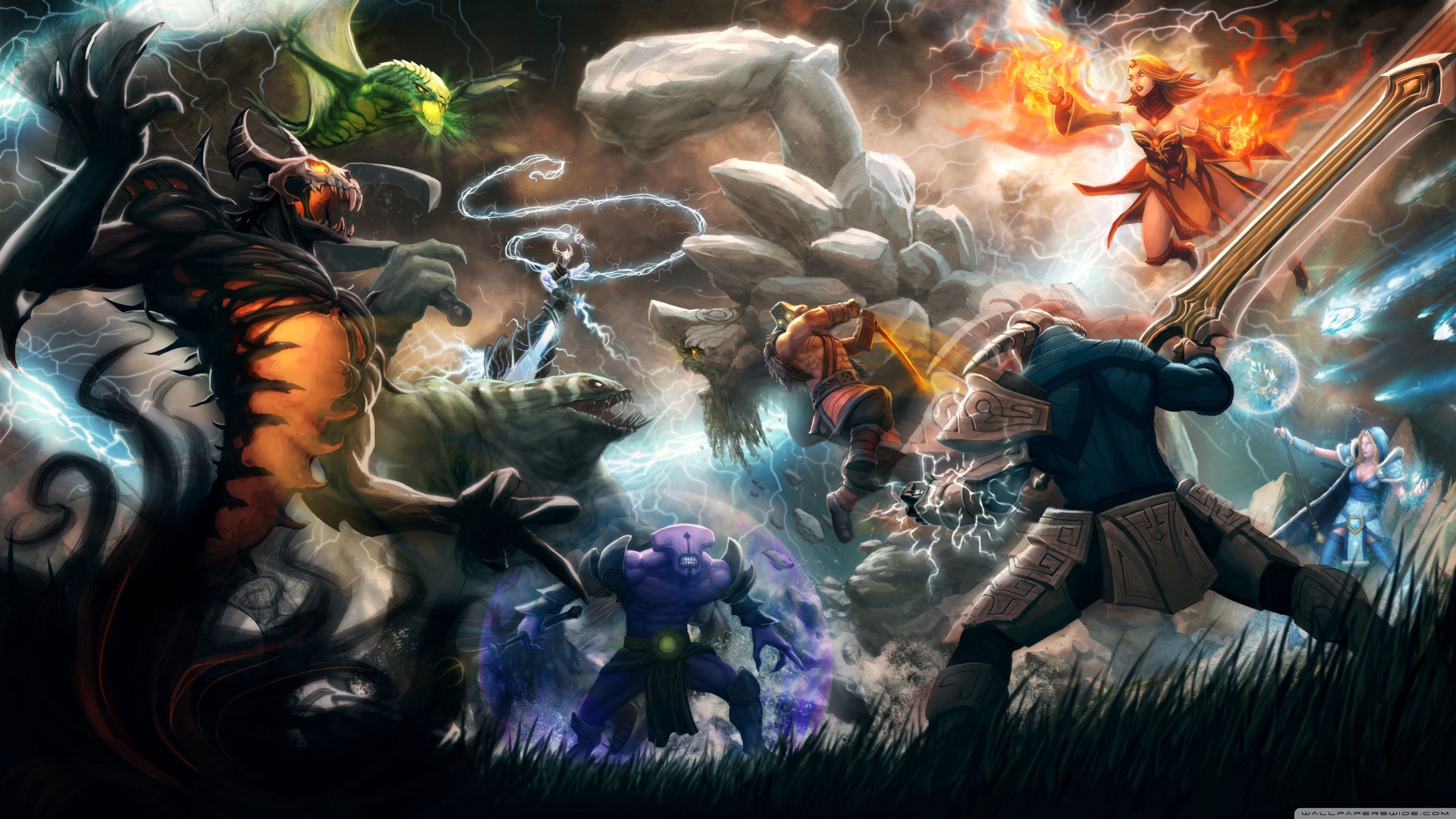 Dota 2, Eroi, Battaglia, Arte digitale, 2K, wallpaper per computer