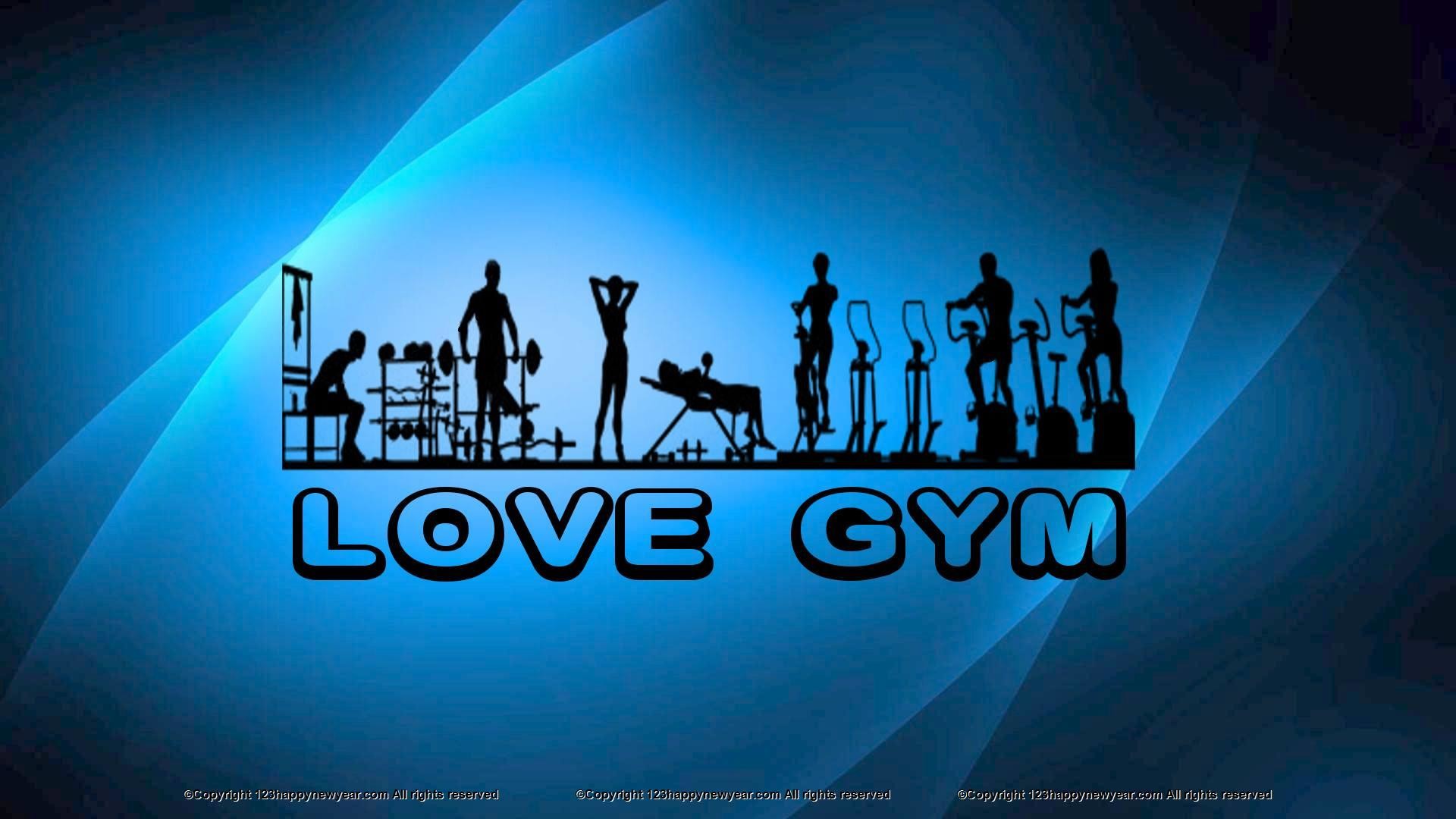 Silhouette, Attrezzi, Love Gym, Sfondo blu, Full HD, wallpaper desktop