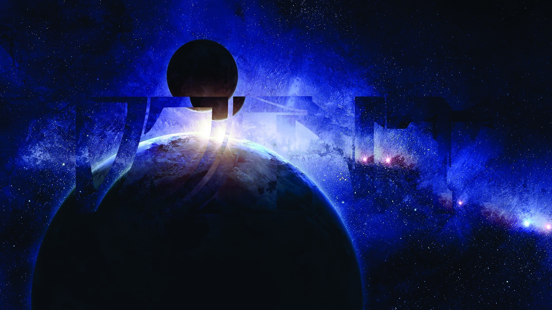 Pianeta, Eclissi, Blu, Arte spaziale, Full HD, wallpaper per portatile
