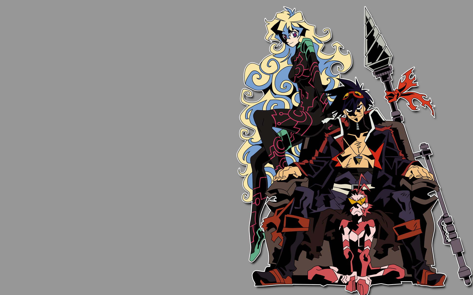 Lordgenome, Gurren Lagann, Trono, Sfondo grigio, 1920x1200, wallpaper desktop