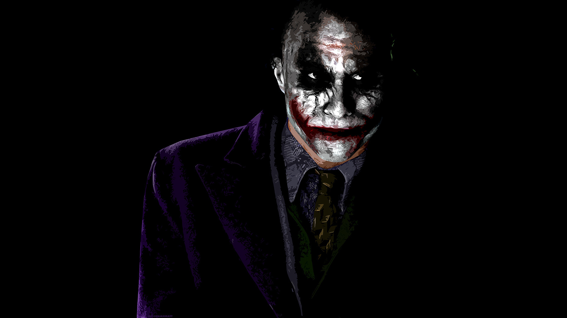 Joker, Heath Ledger, Il cavaliere oscuro, Sfondo nero, 16:9 Full HD, wallpaper widescreen