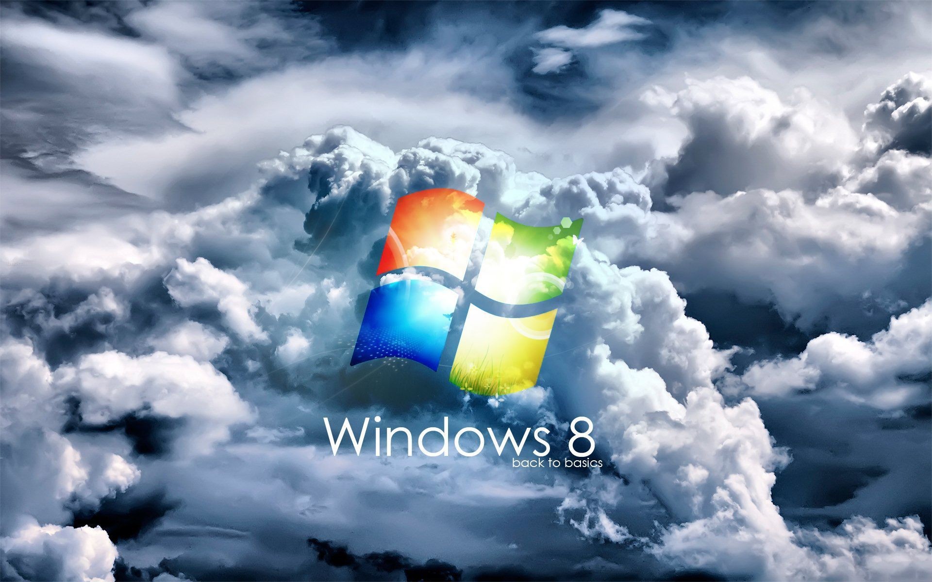 Windows 8, Logo Windows, Microsoft Windows, Nuvole, sfondo per il tuo desktop