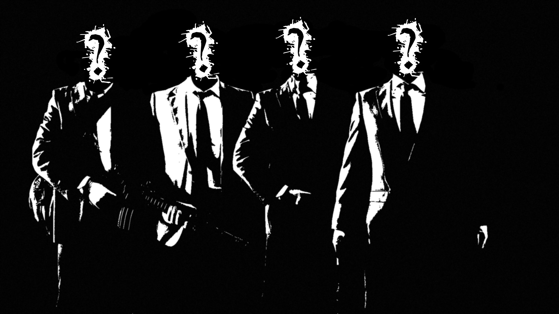 Payday Gang, Payday 2, Silhouette, Bianco e nero, Full HD, sfondo per portatile