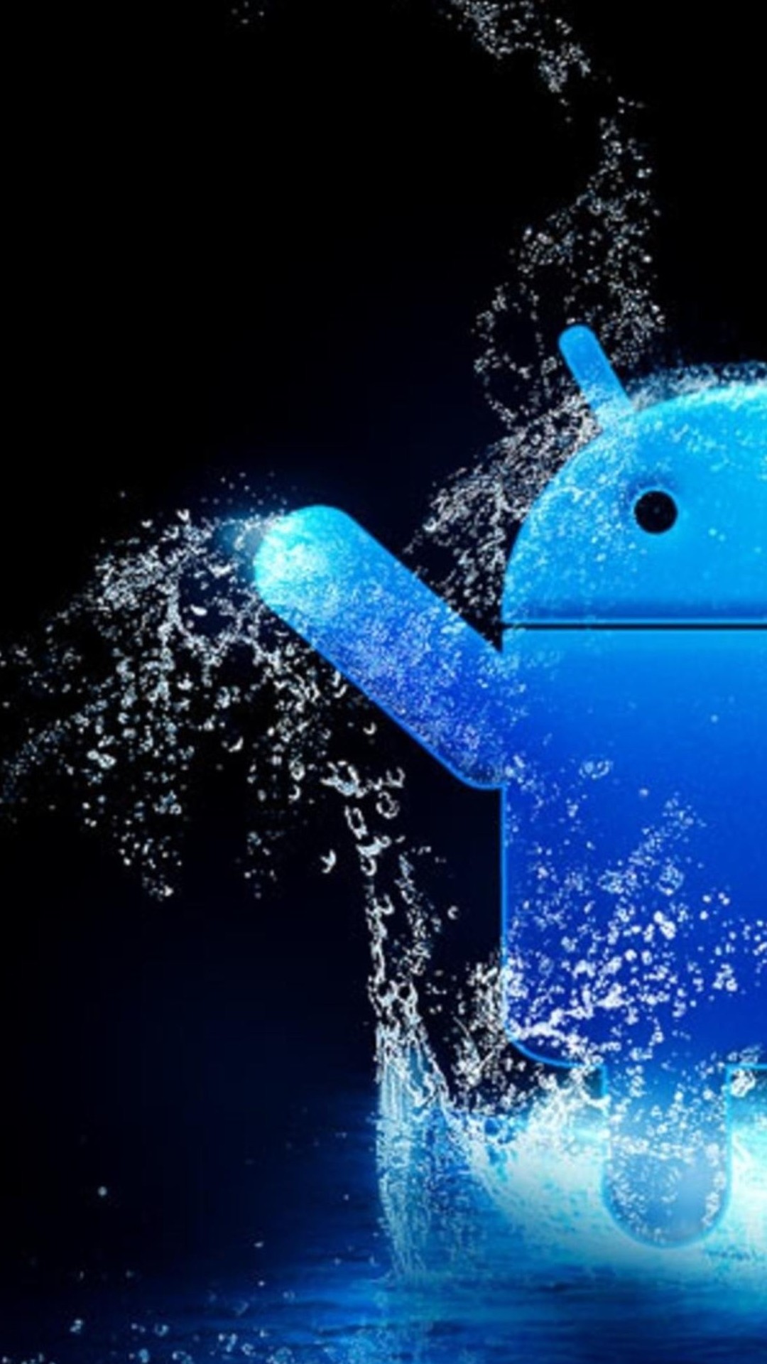 Android, Acqua, Splash, Blu, Full HD, sfondo verticale per cellulare