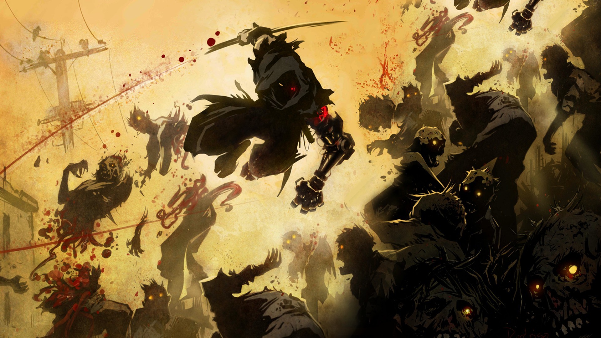 Ninja Gaiden, Ninja, Battaglia, Illustrazione, Full HD, sfondo per portatile