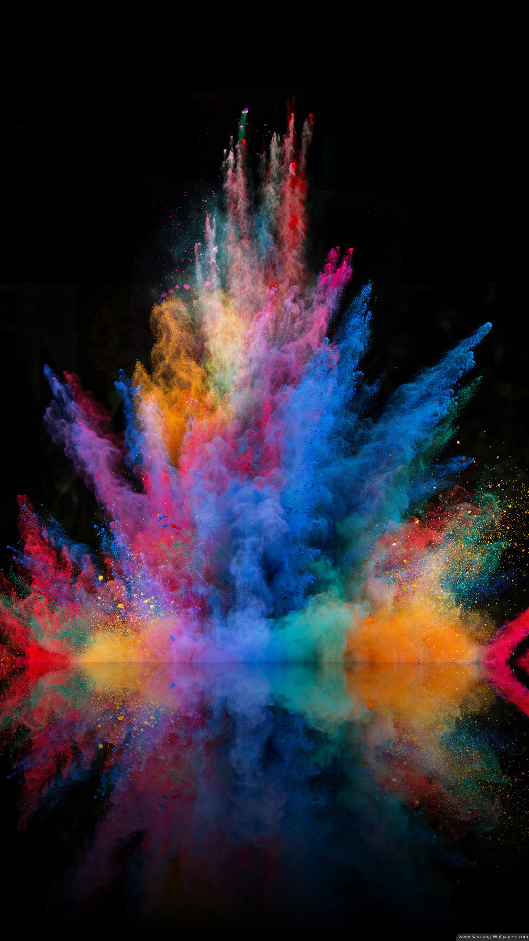 Esplosione di polvere, Holi, Colori, Sfondo nero, Full HD, schermata di blocco del cellulare