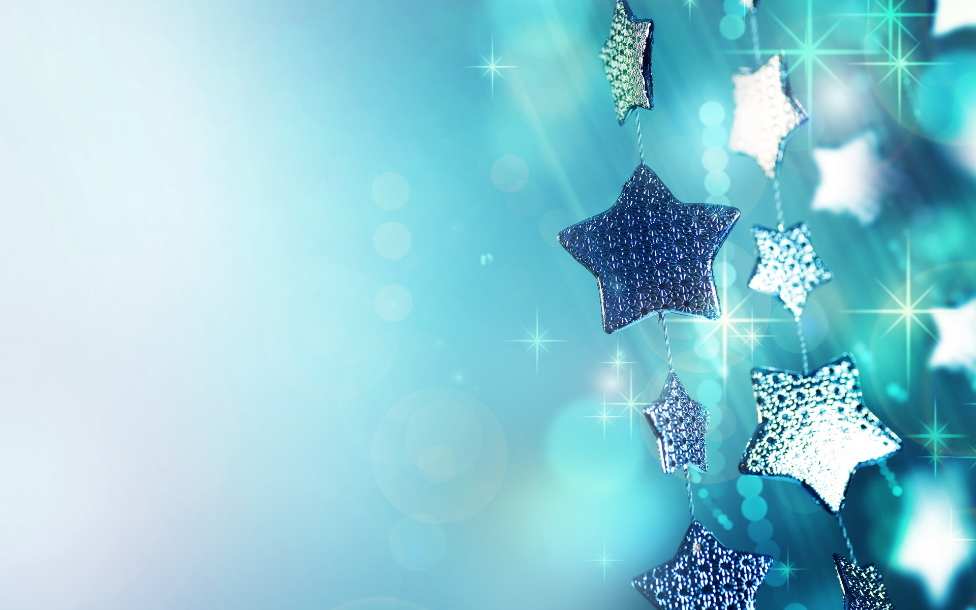 Stelle decorative, Natale, Azzurro, Scintillii, 1920x1200, sfondo per PC