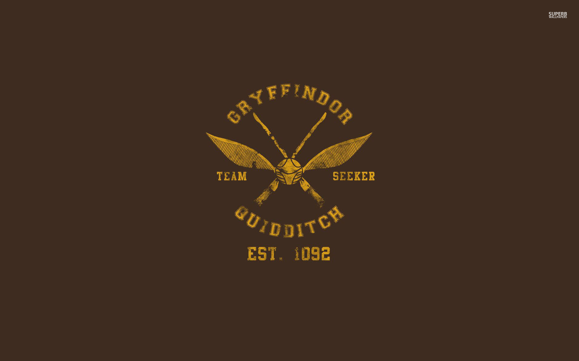Grifondoro, Quidditch, Harry Potter, Sfondo marrone, Minimalismo, wallpaper Windows 11