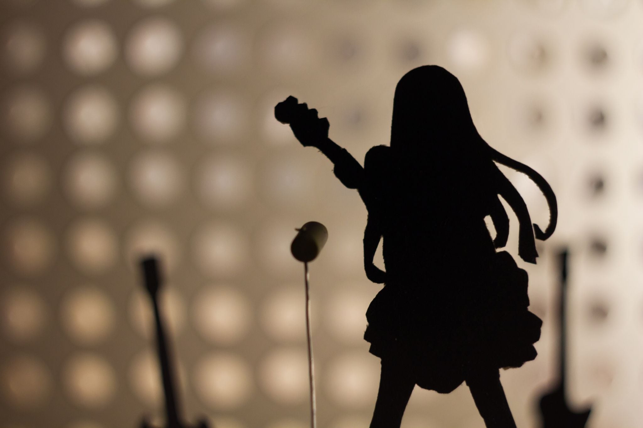 Silhouette, Chitarrista, Asta microfono, Bokeh, Full HD, sfondo per PC