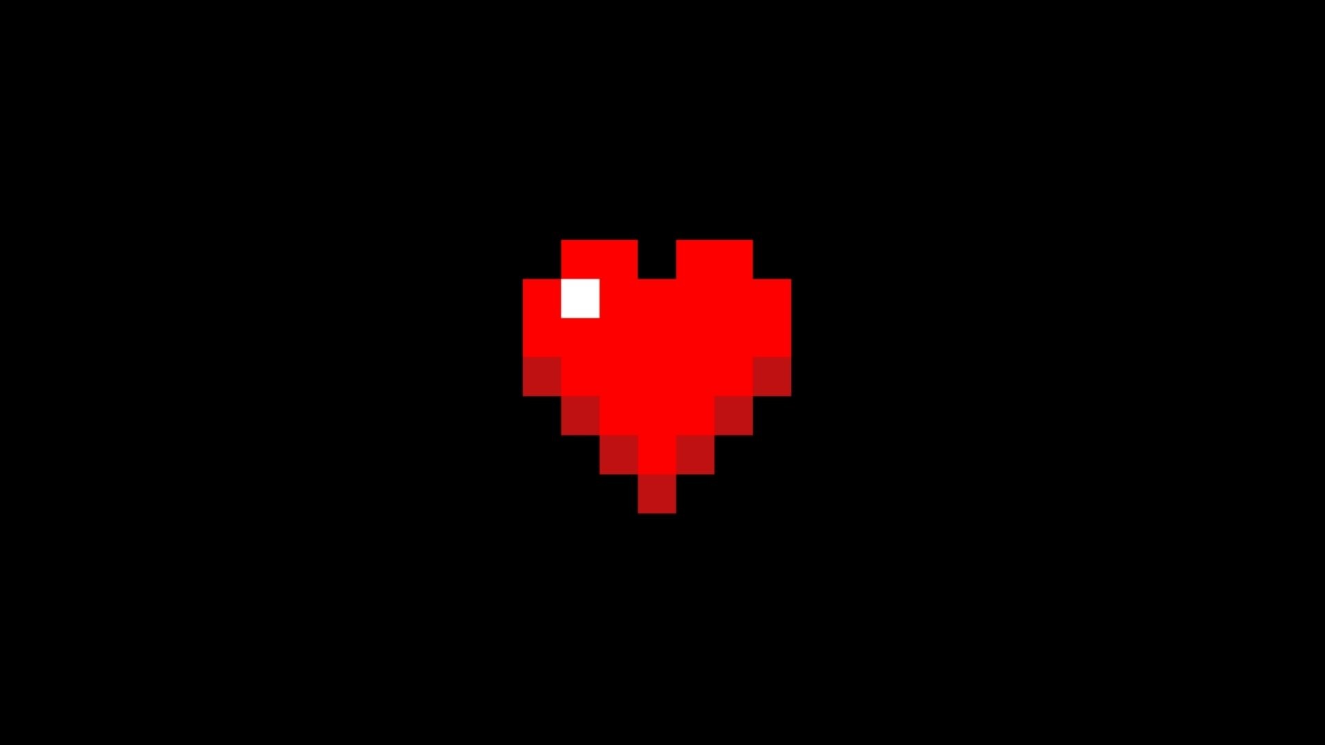 Pixel art, Cuore, Sfondo nero, Minimalismo, Full HD, wallpaper desktop