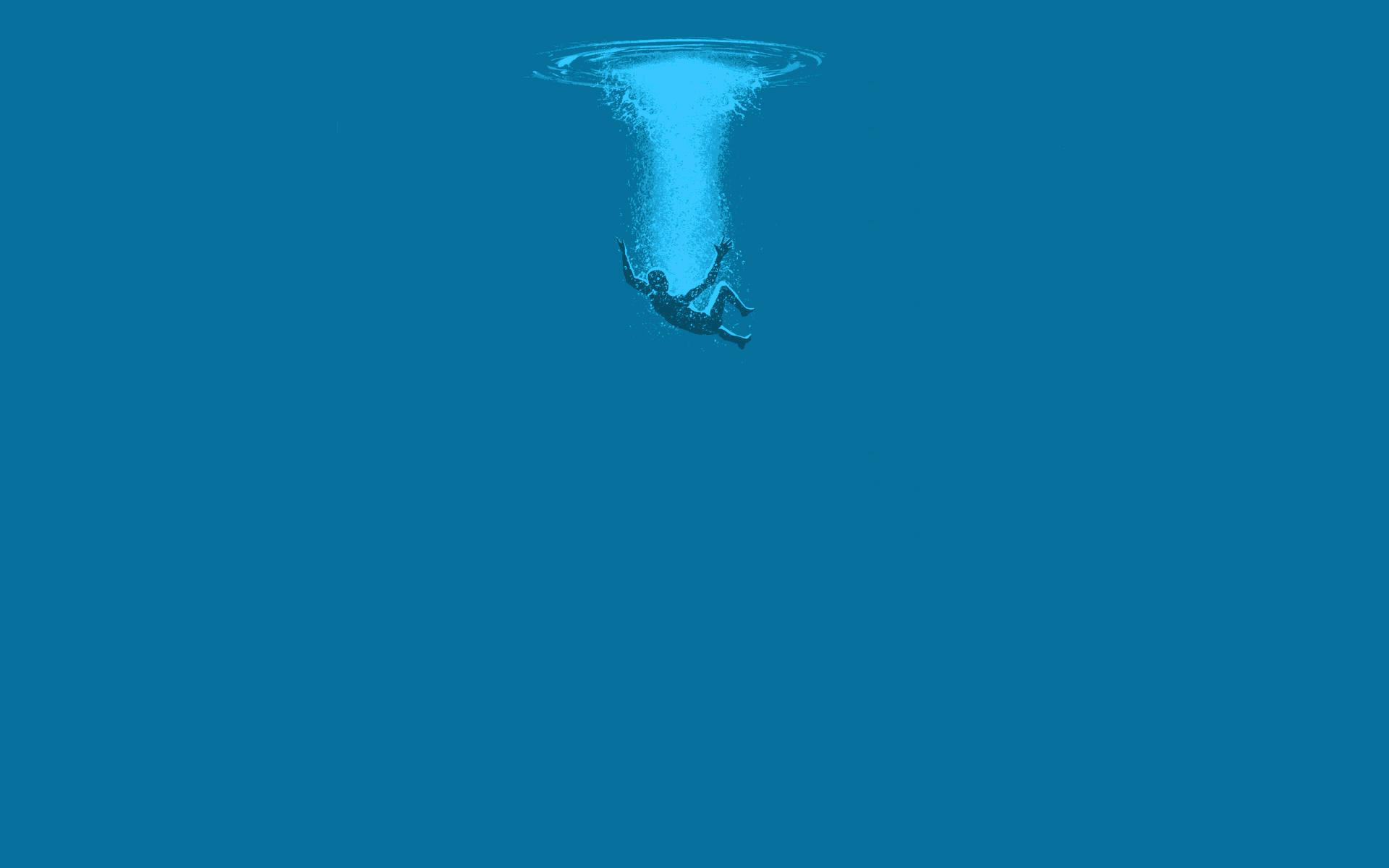 Tuffo, Sott'acqua, Blu, Minimalismo, 16:10 Full HD, sfondo widescreen