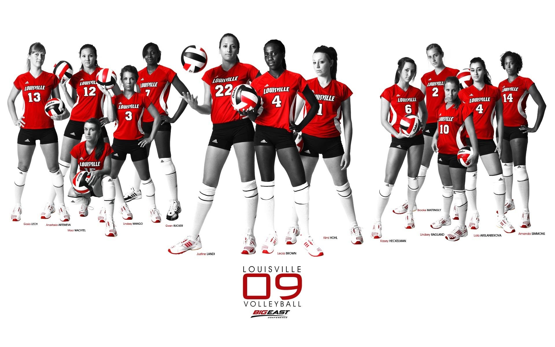 Louisville Cardinals, Squadra femminile, Pallavolo femminile, Foto di gruppo, sfondo per PC