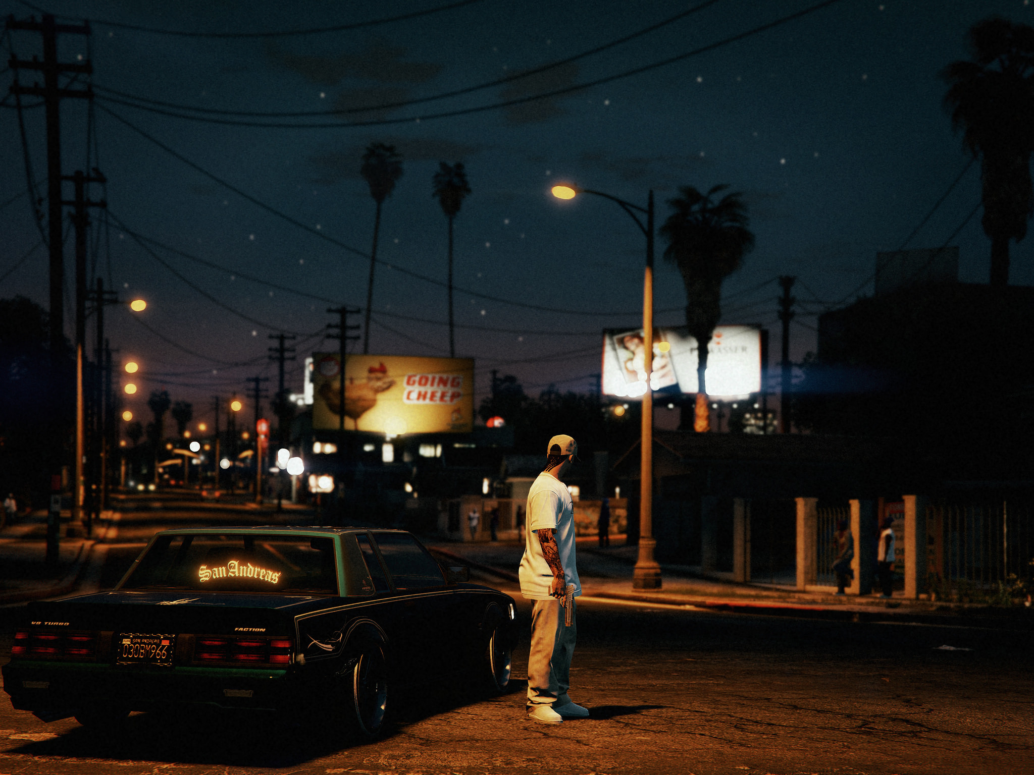 Grand Theft Auto V, Los Santos, Notte, Lampioni, Full HD, schermata di blocco iPad