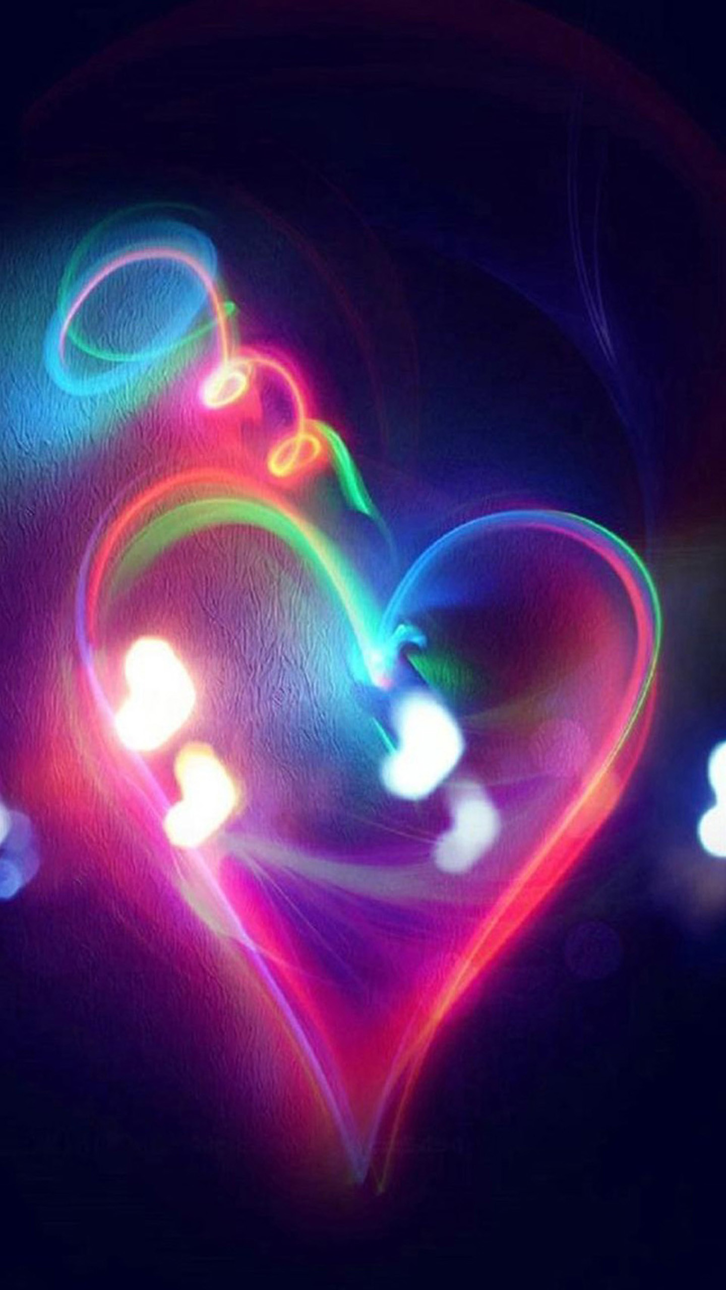 Cuore, Luci al neon, Light painting, Bokeh, immagine di sfondo Samsung S8