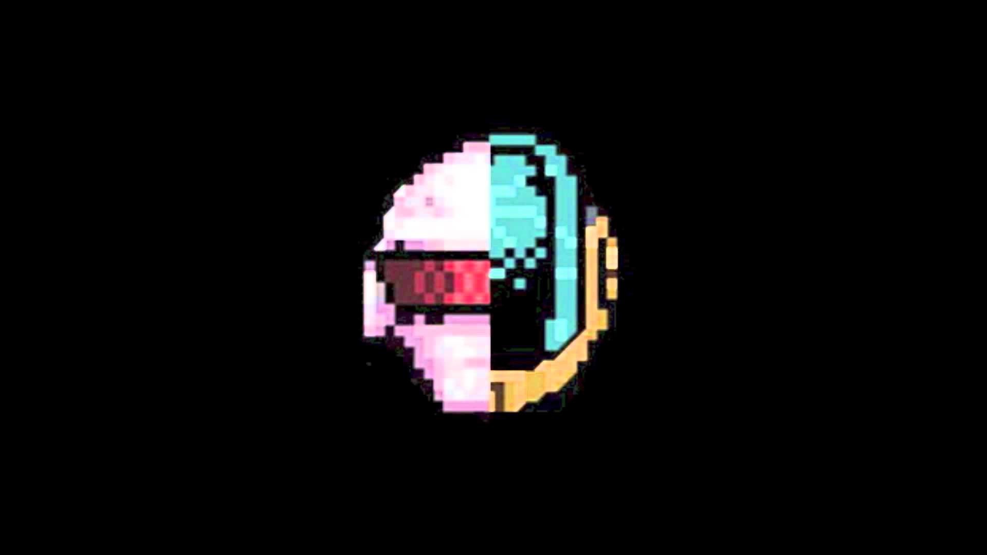 Daft Punk, Casco, Pixel art, Sfondo nero, Full HD, wallpaper per PC