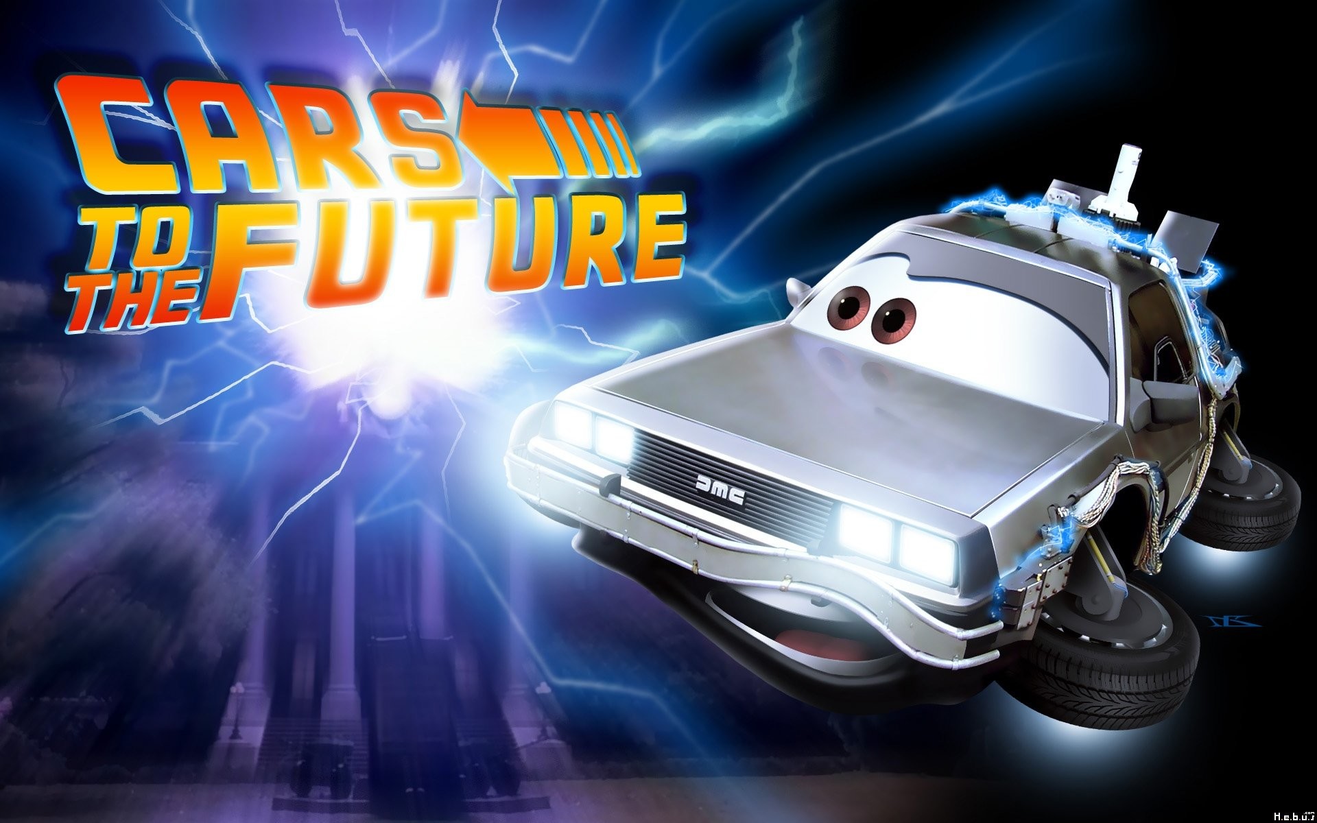 Cars to the Future, Cars, Pixar, DeLorean DMC-12, Parodia, 1920x1200, sfondo MacBook Pro