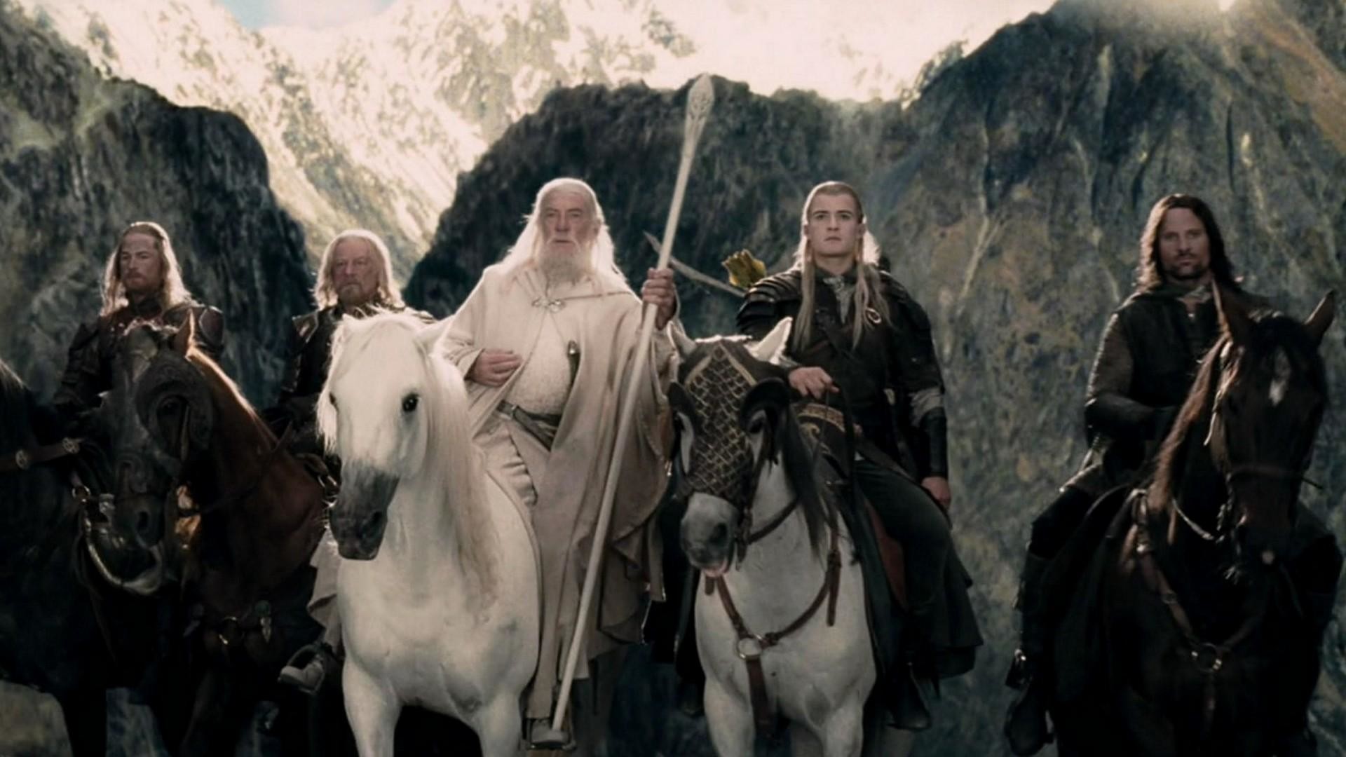 Gandalf il Bianco, Aragorn, Legolas, Gimli, Le due torri, 1920x1080, immagine di sfondo