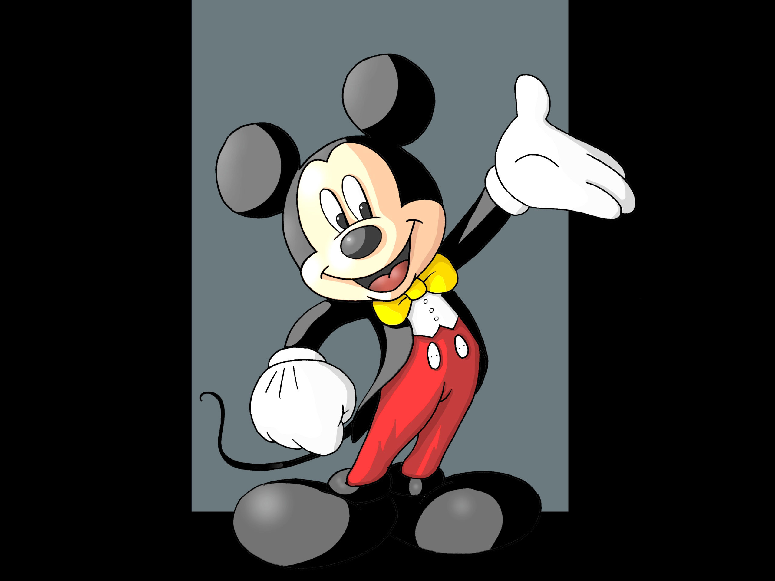 Topolino, Stile classico, Sfondo nero, 2K, schermata di blocco iPad