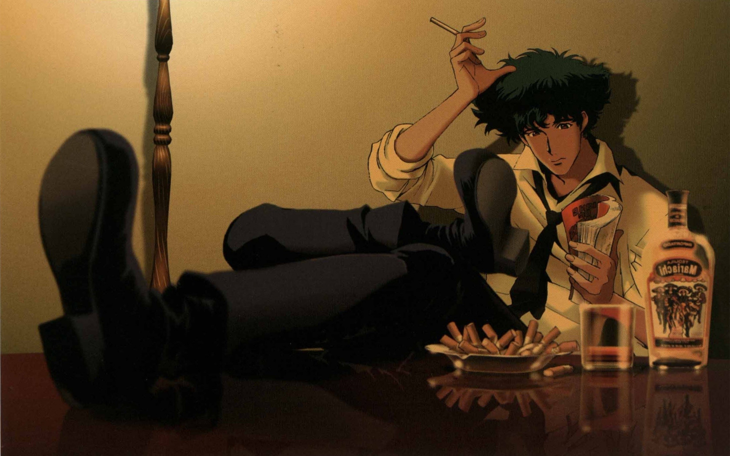 Spike Spiegel, Cowboy Bebop, Bottiglia, Seppia, 2560x1600, immagine di sfondo